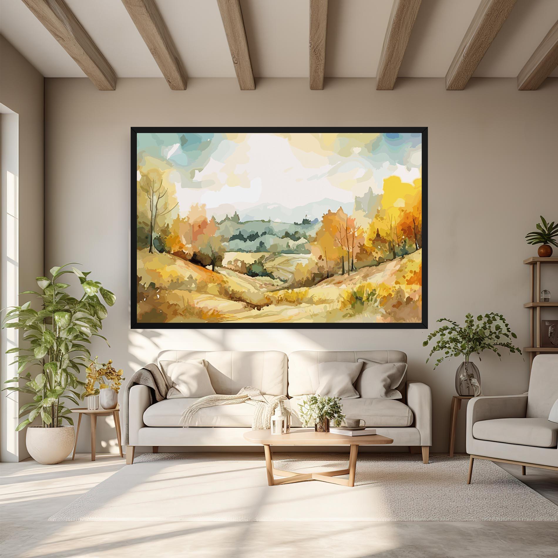 Leinwandbild Yellow Rural Trees mockup 6