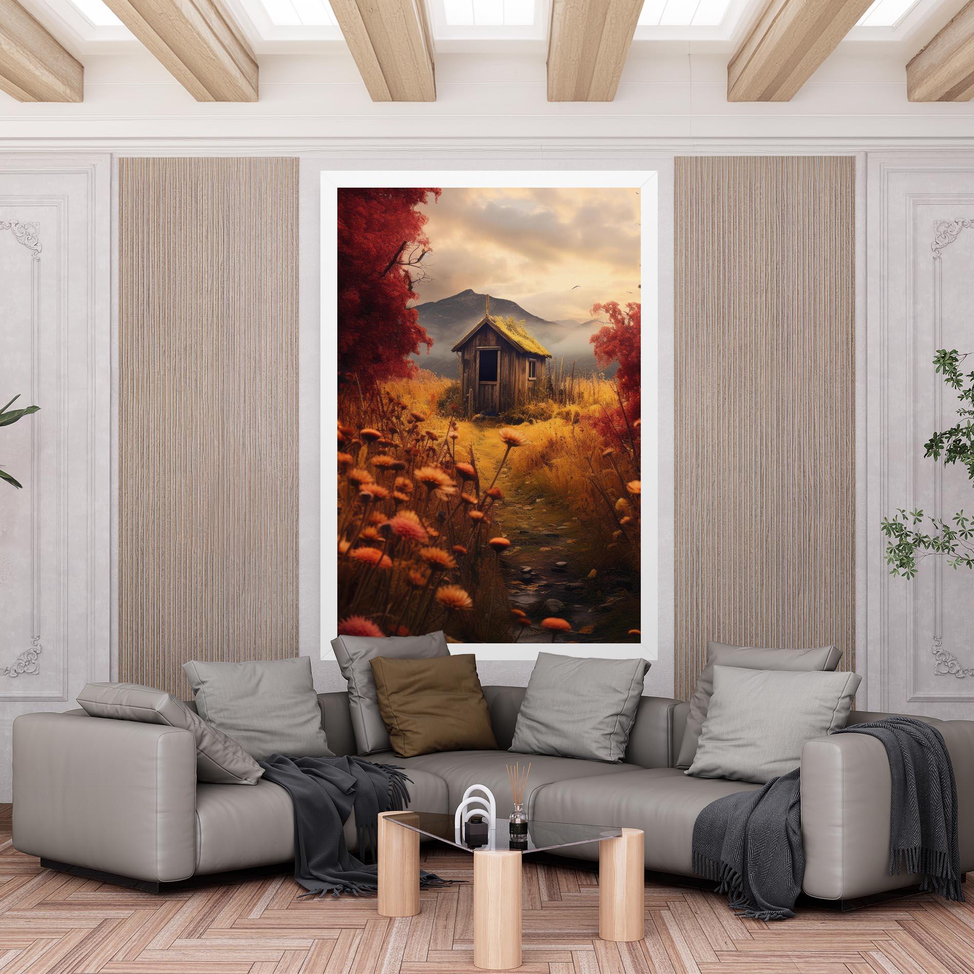 Leinwandbild Small Cabin Field mockup 6