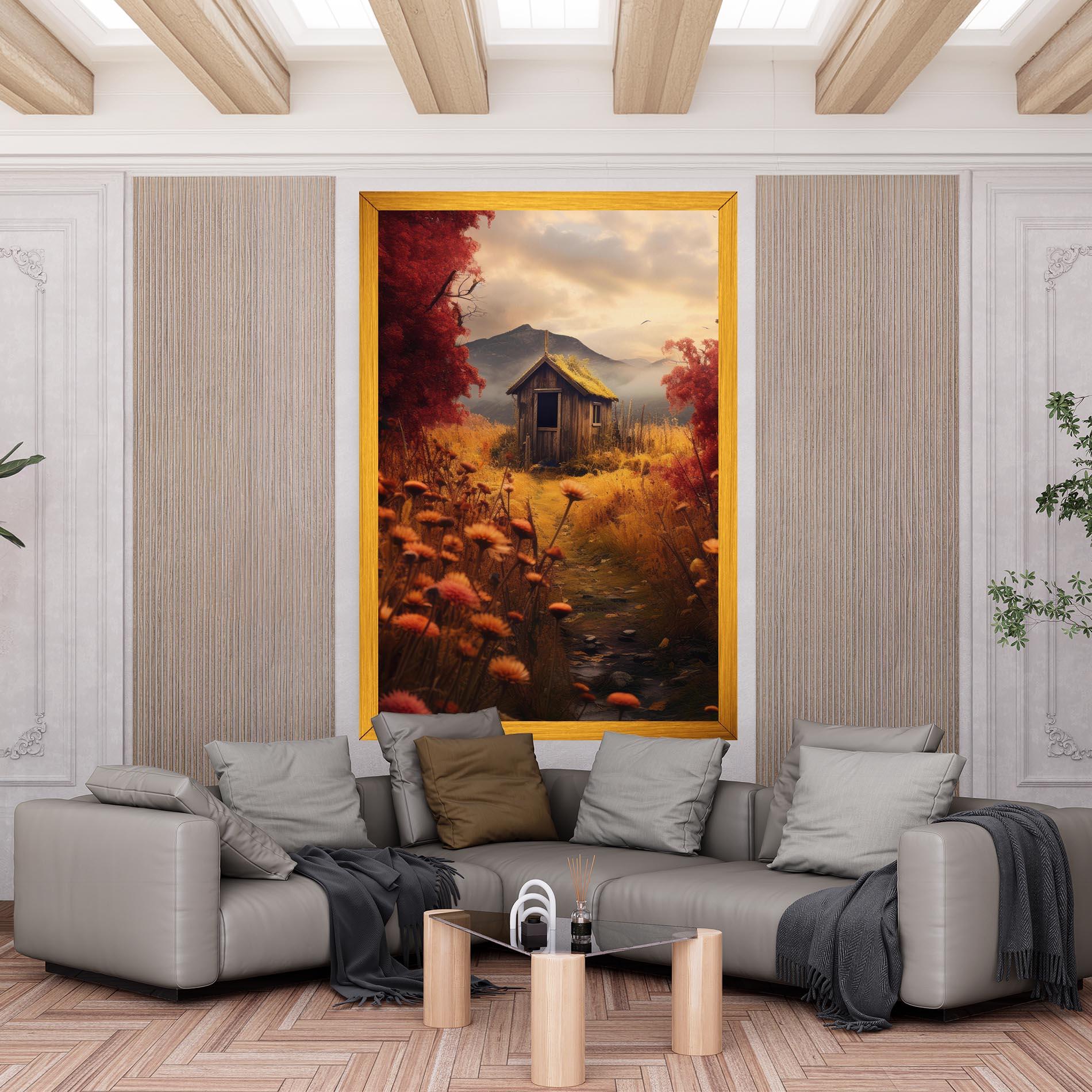 Leinwandbild Small Cabin Field mockup 6