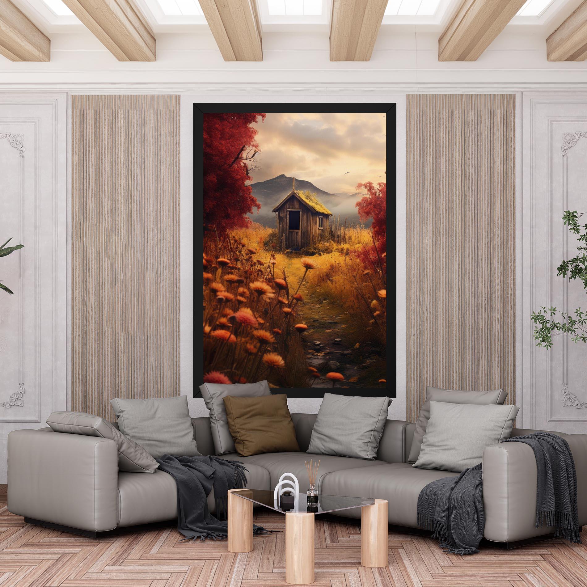 Leinwandbild Small Cabin Field mockup 6