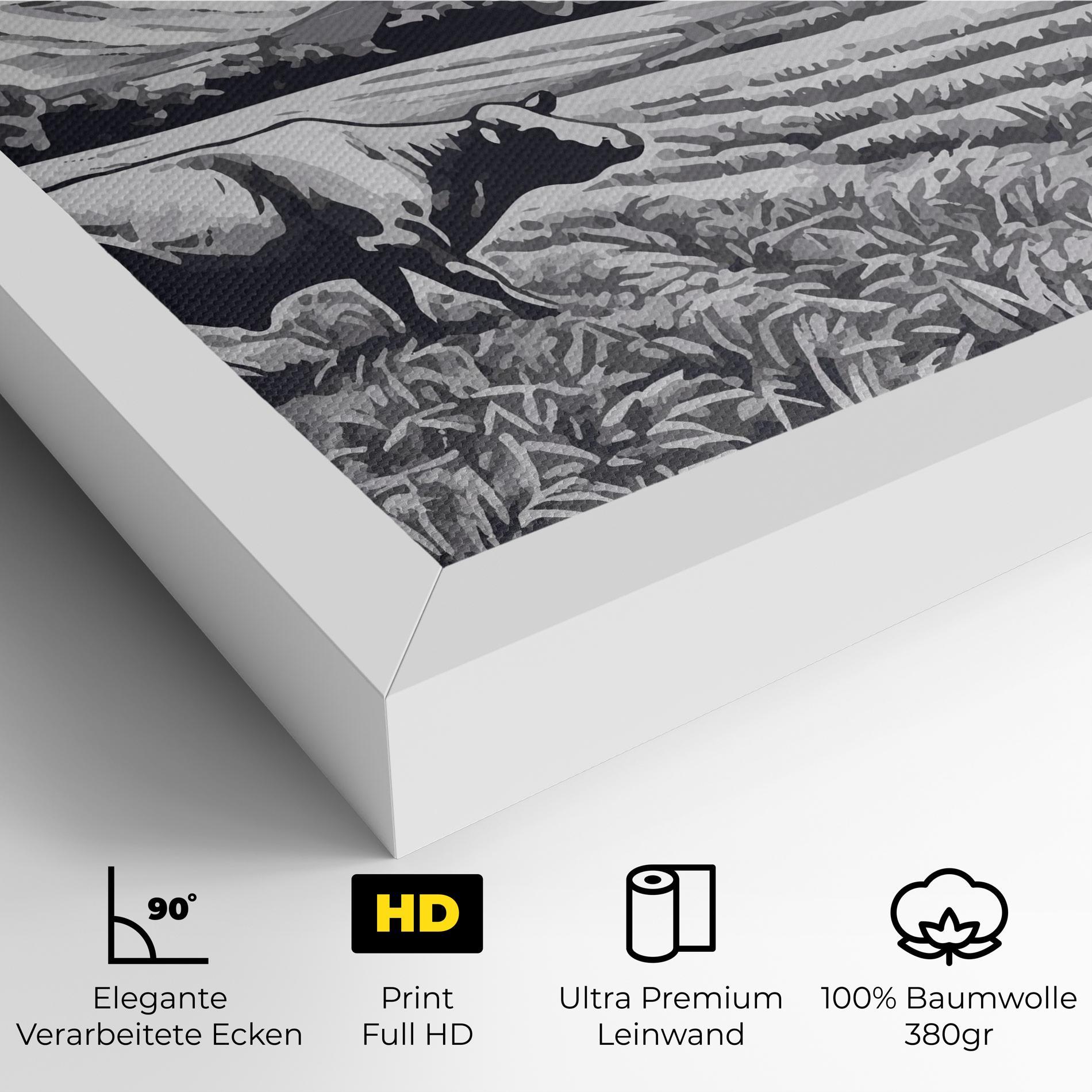 Leinwandbild Cow Grey Ink mockup 4