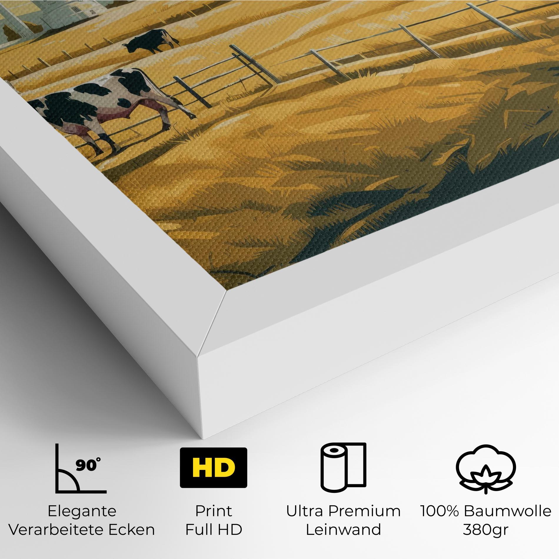 Leinwandbild Cows Sunlight Farm mockup 4