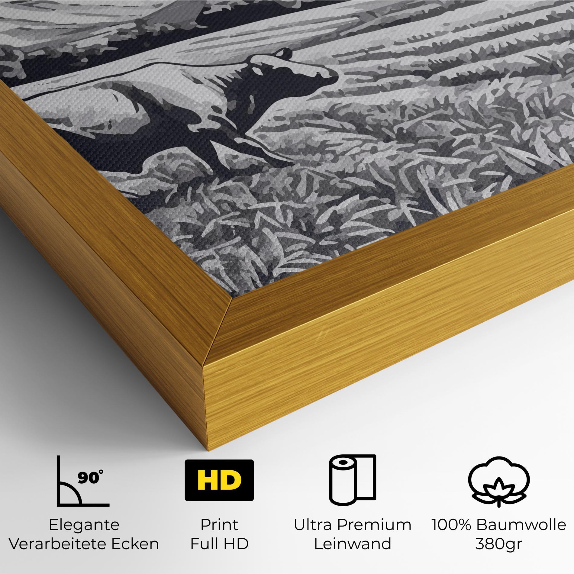 Leinwandbild Cow Grey Ink mockup 4