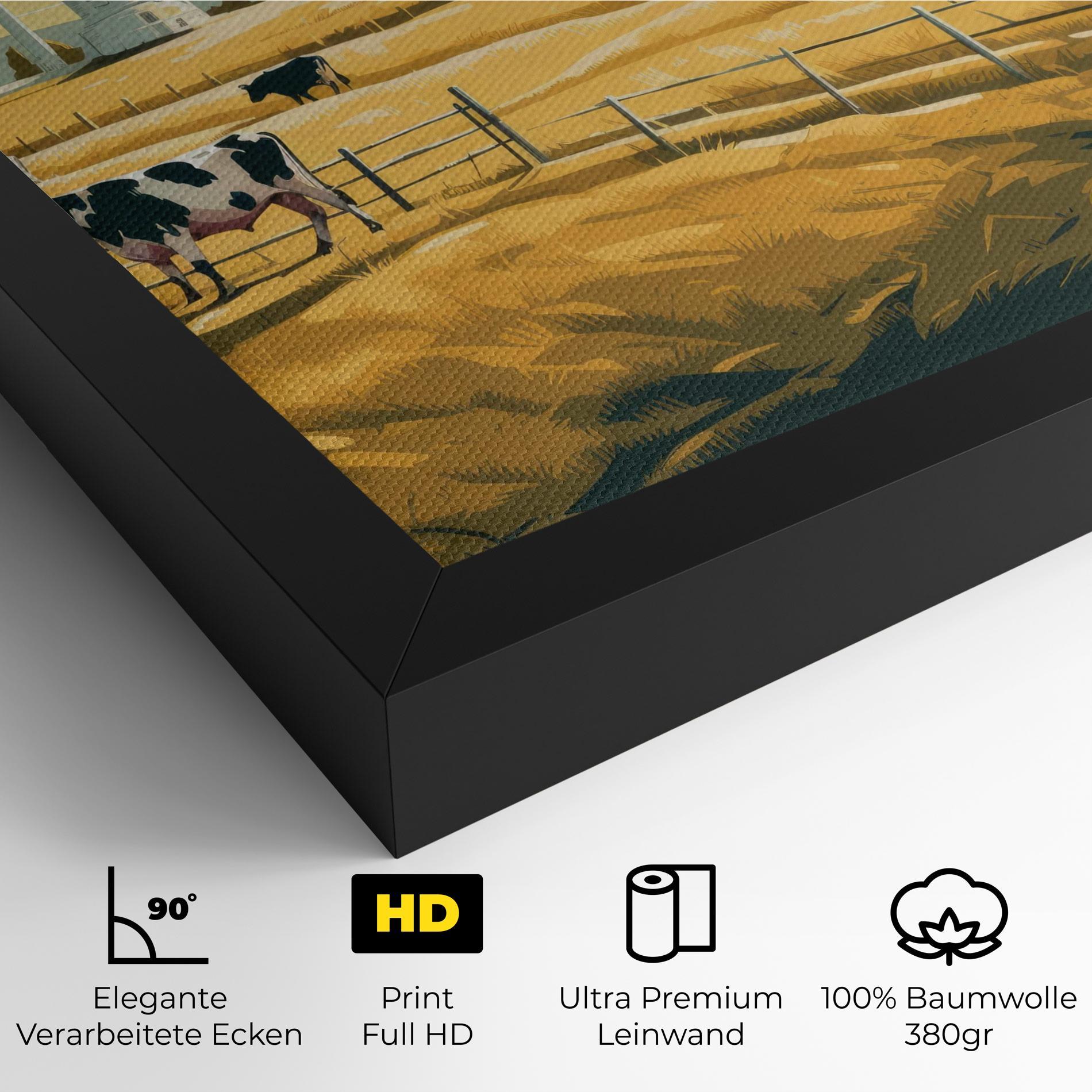 Leinwandbild Cows Sunlight Farm mockup 4