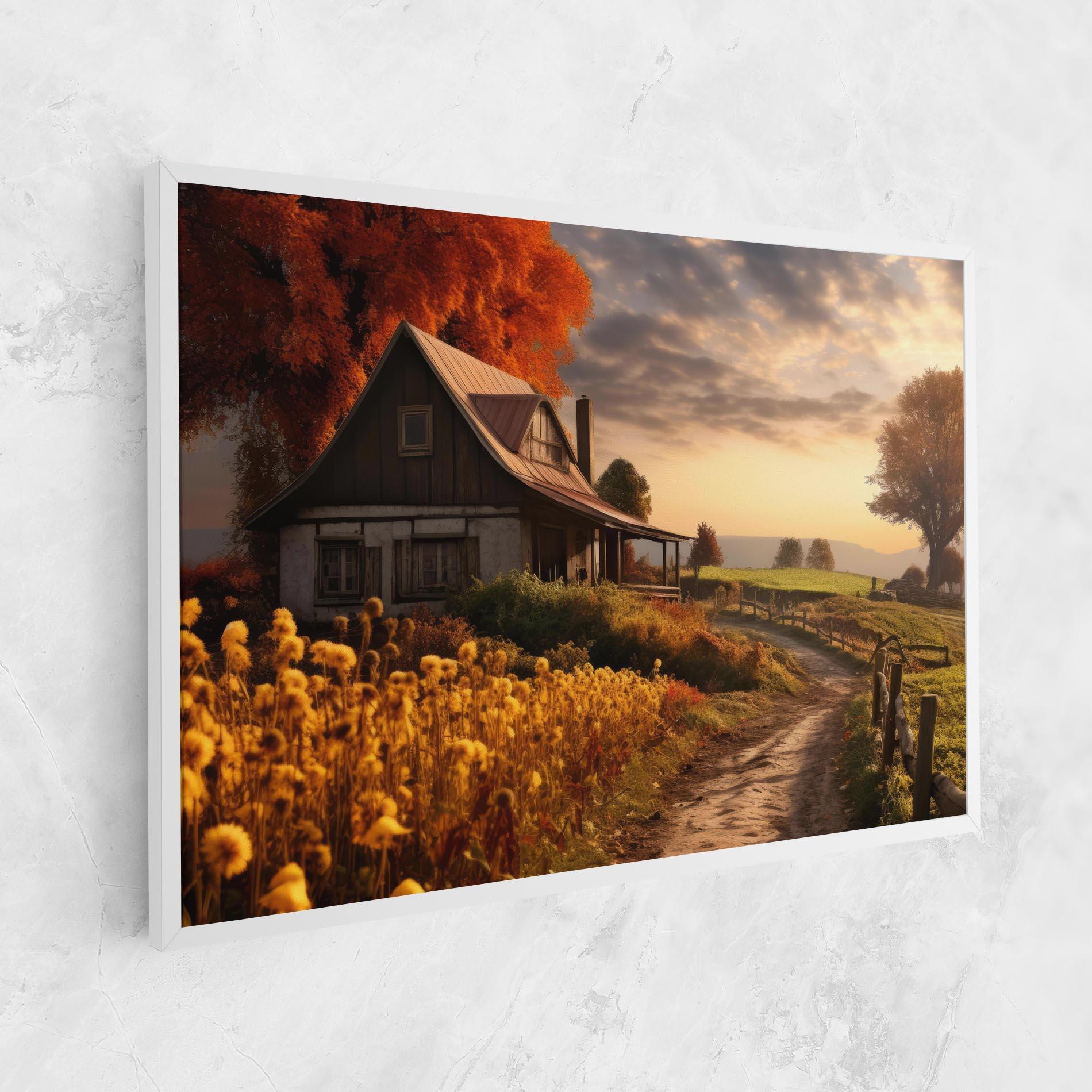 Leinwandbild Autumn Farm House mockup 1