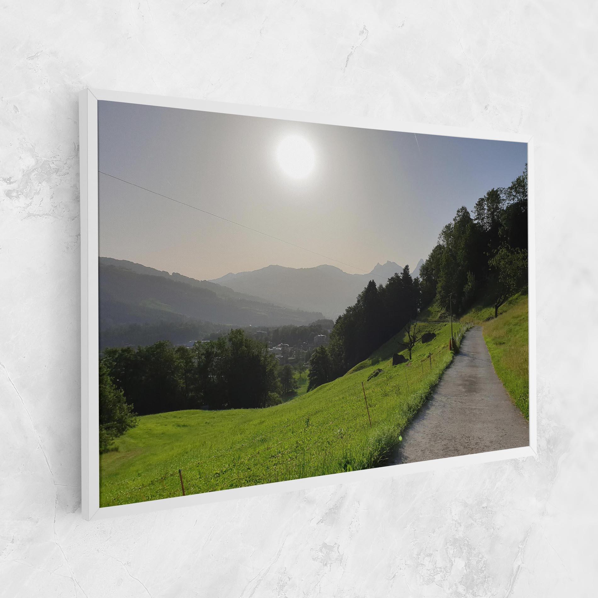Leinwandbild Foggy Rural Road mockup 1