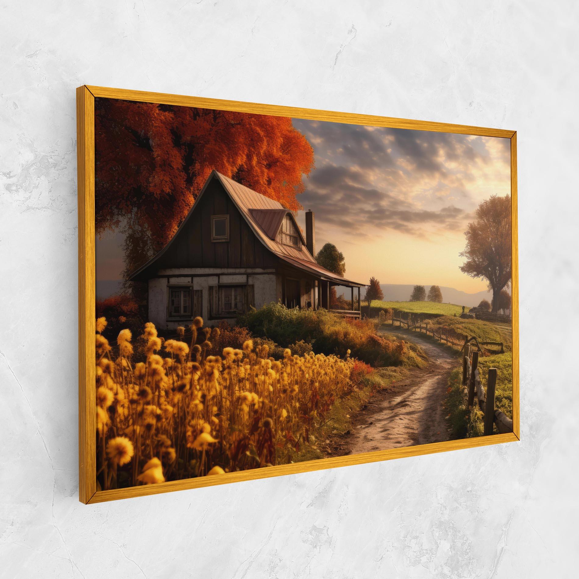 Leinwandbild Autumn Farm House mockup 1