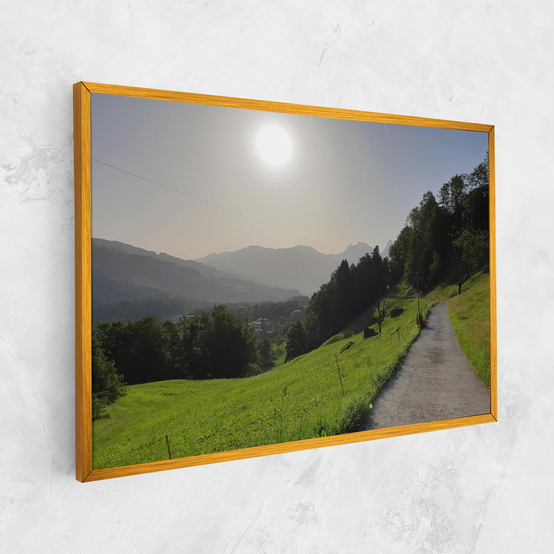 Leinwandbild Foggy Rural Road mockup 1