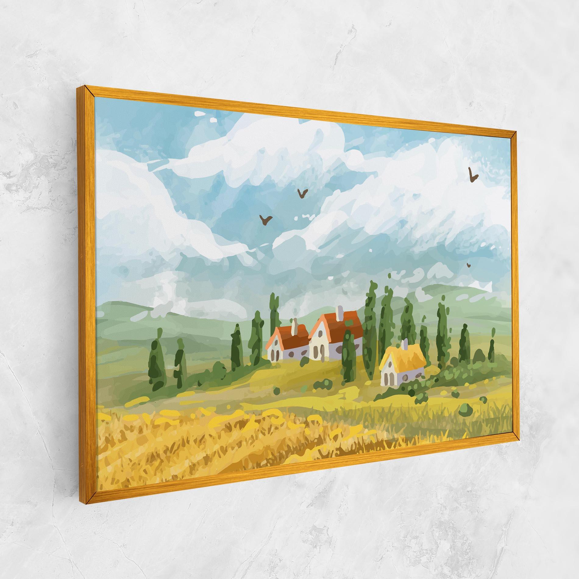 Leinwandbild Orange Yellow House mockup 1