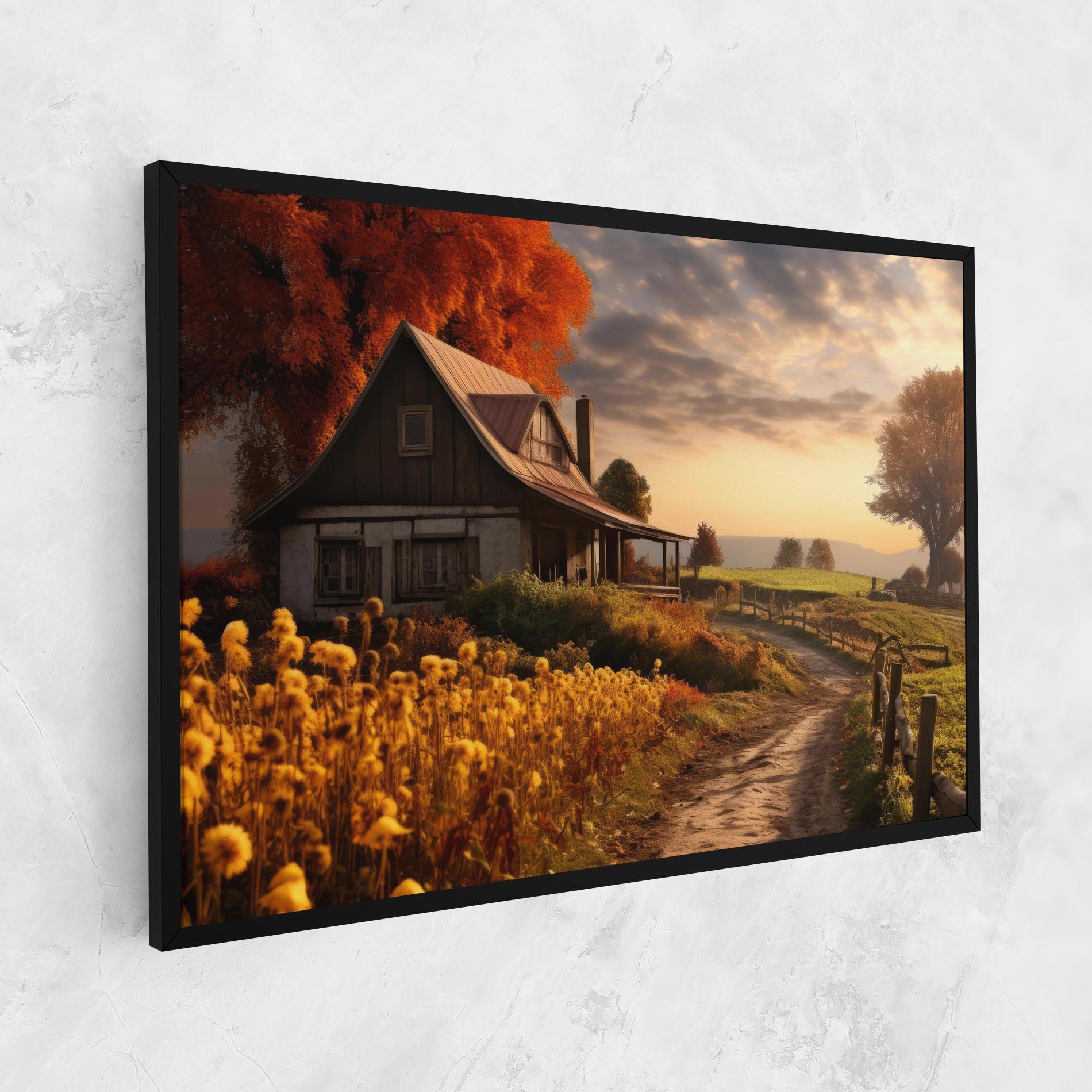 Leinwandbild Autumn Farm House mockup 1