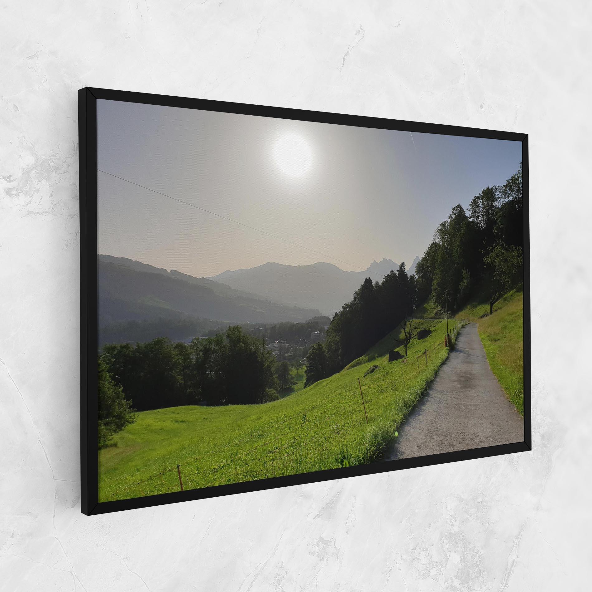 Leinwandbild Foggy Rural Road mockup 1