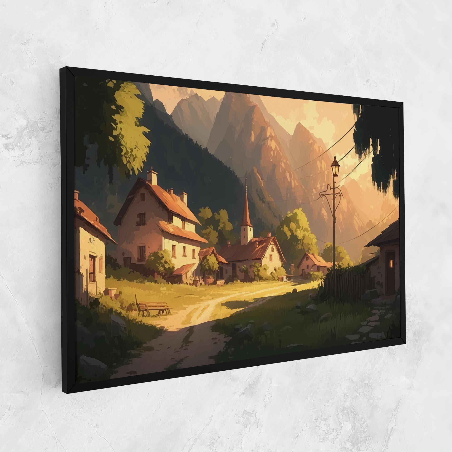 Leinwandbild Grassy Village View mockup 1