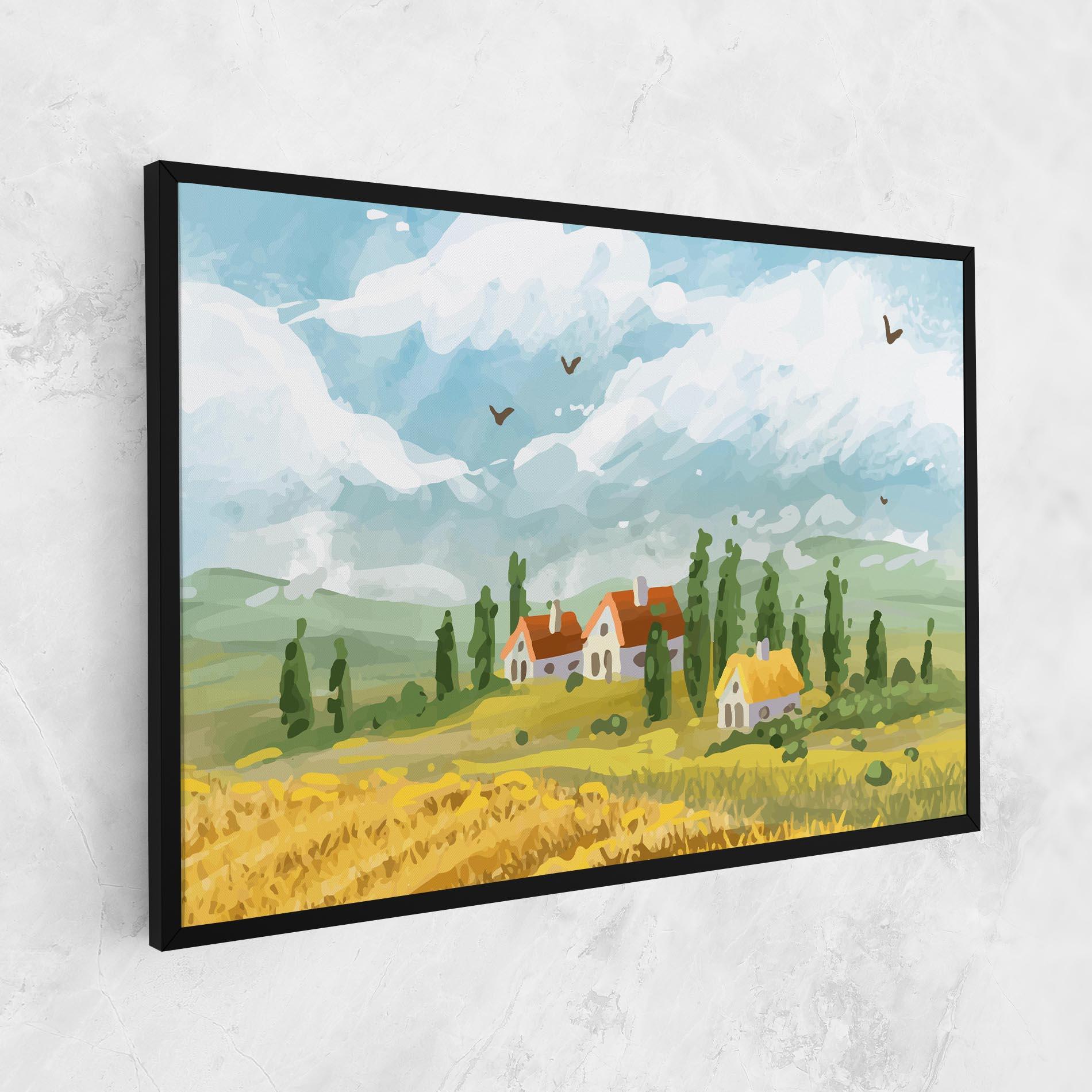 Leinwandbild Orange Yellow House mockup 1