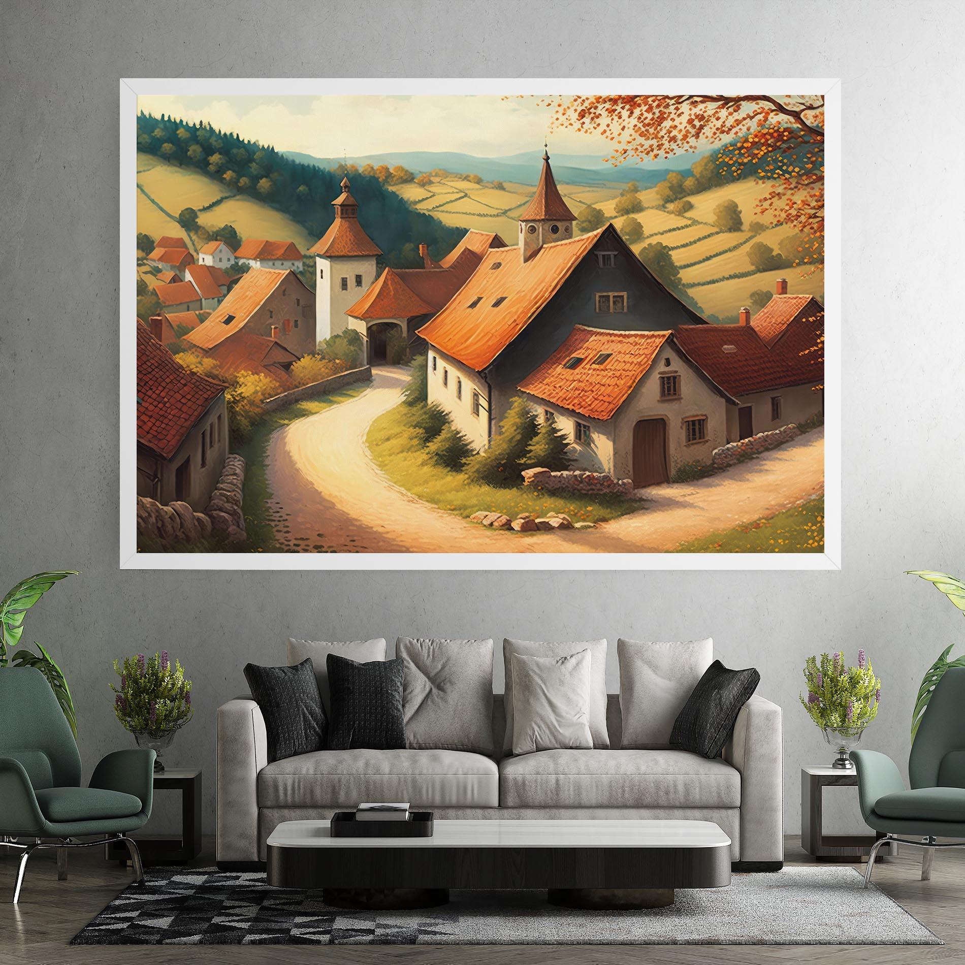 Leinwandbild Countryside Village mockup 7