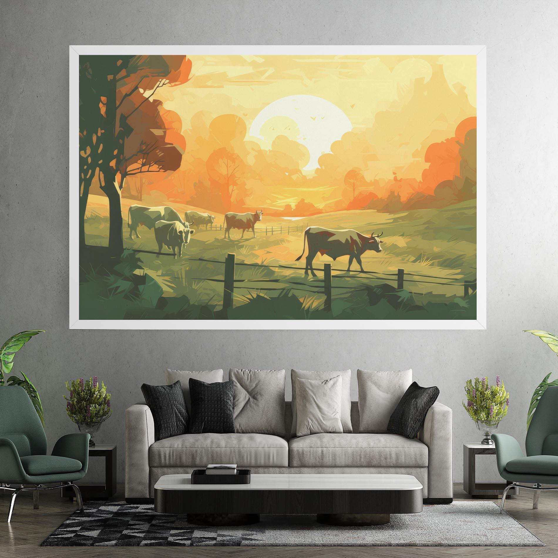 Leinwandbild Cows Grazing mockup 7