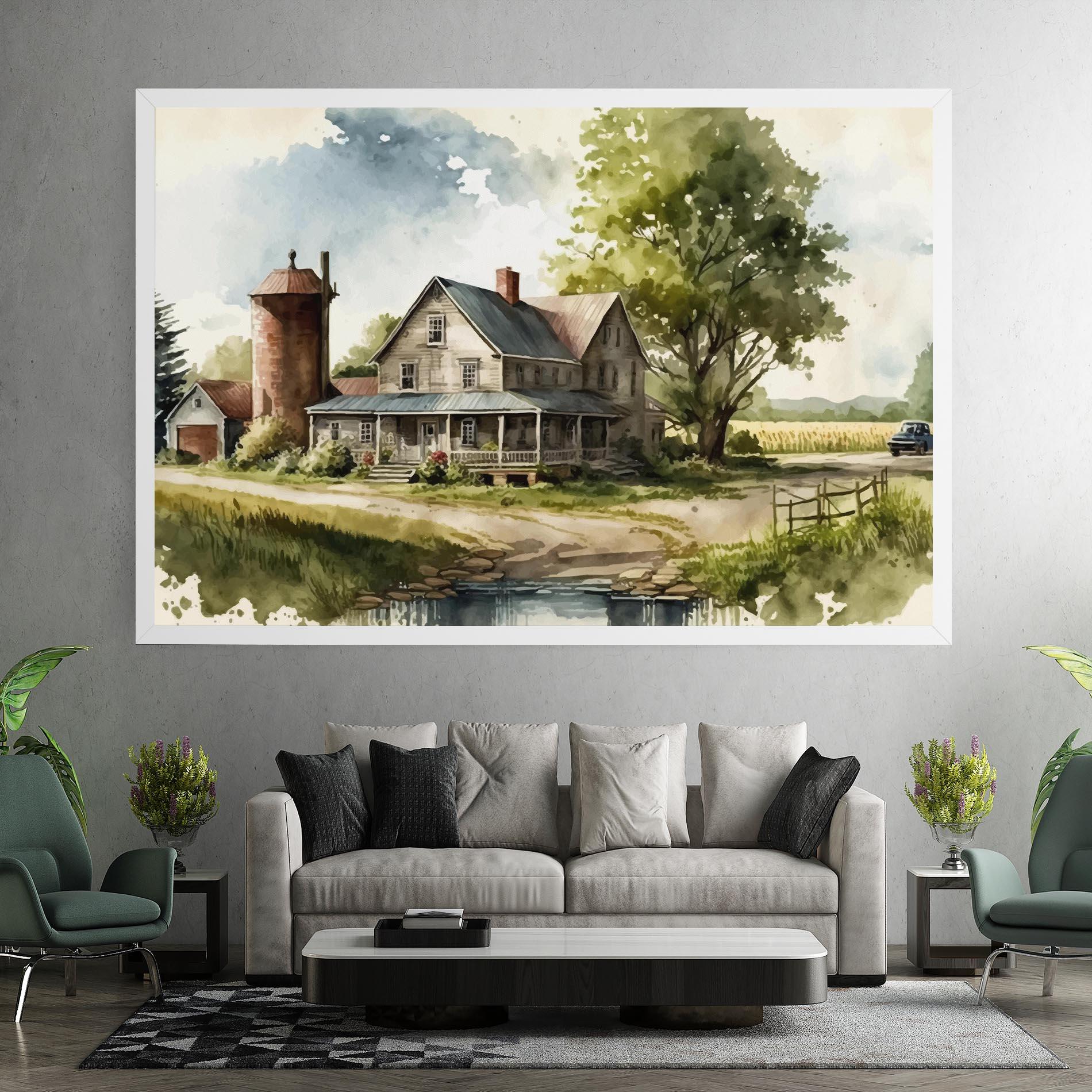 Leinwandbild Farm Blue Car mockup 7