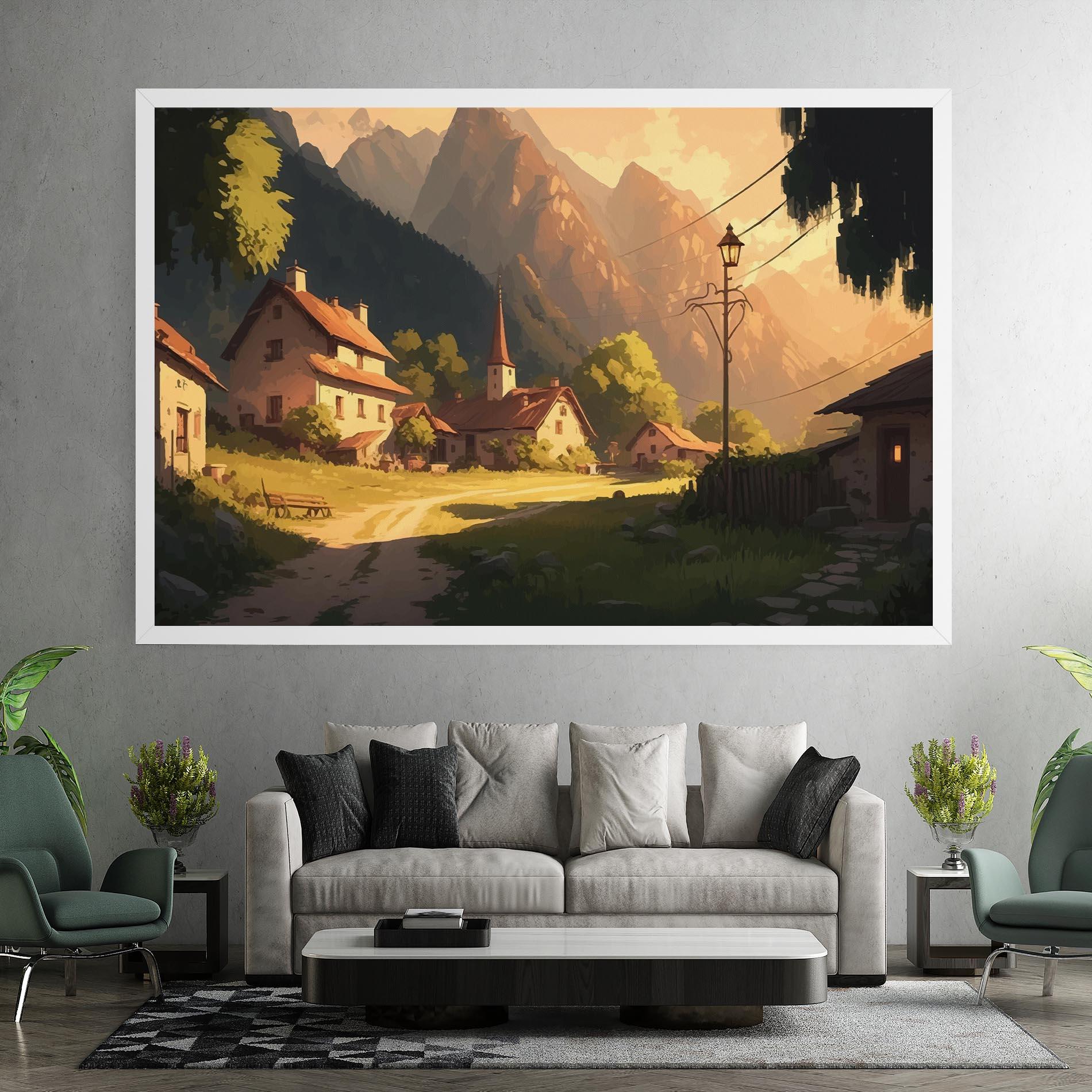 Leinwandbild Grassy Village View mockup 7