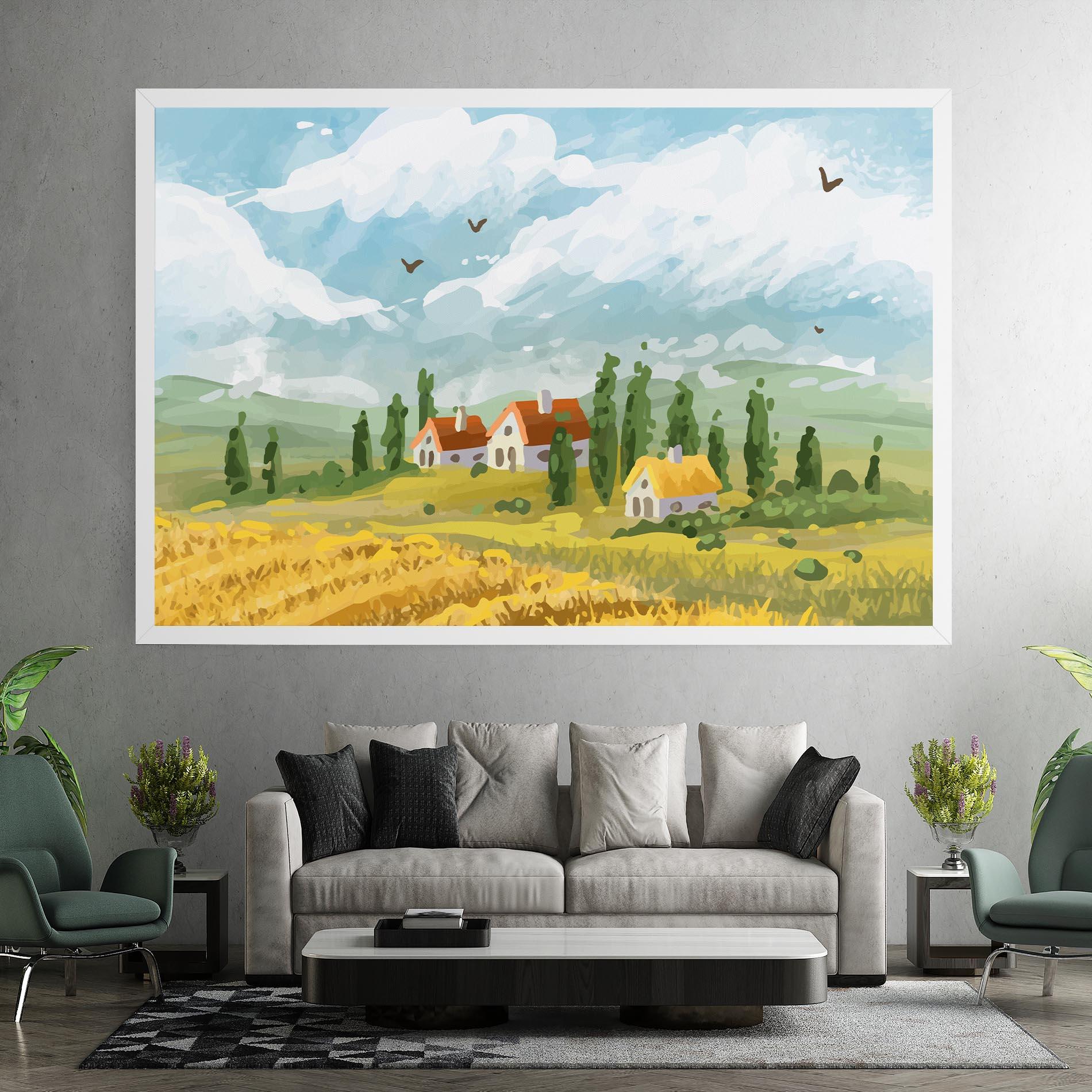 Leinwandbild Orange Yellow House mockup 7