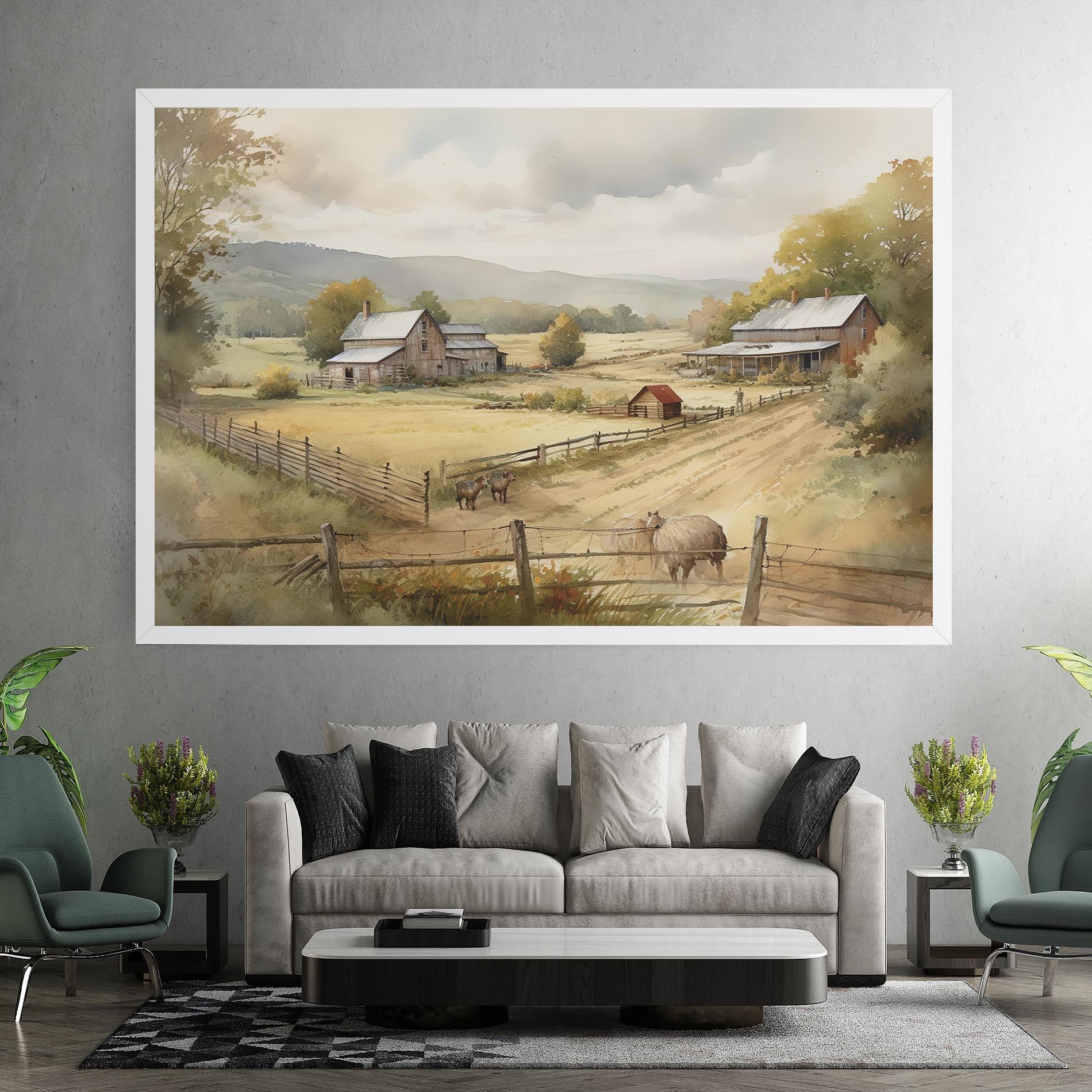 Leinwandbild Rural Field mockup 7