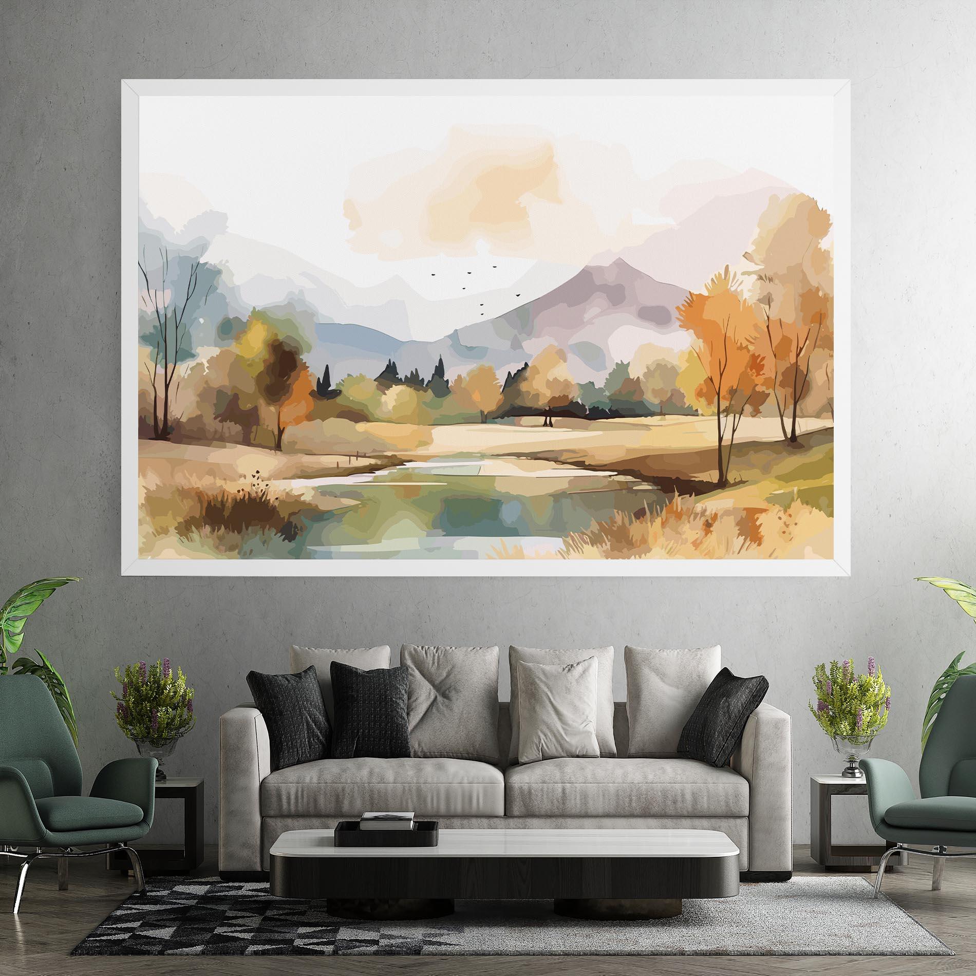 Leinwandbild Rural Lake View mockup 7