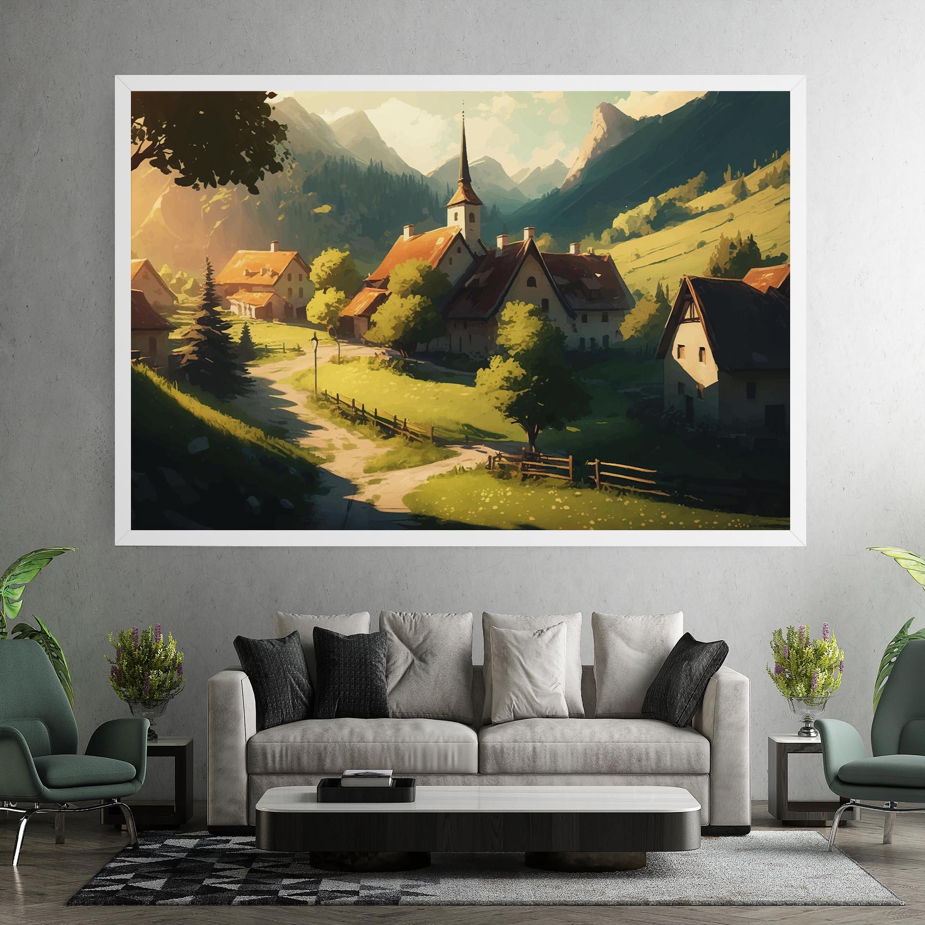 Leinwandbild Village Dreamy View mockup 7