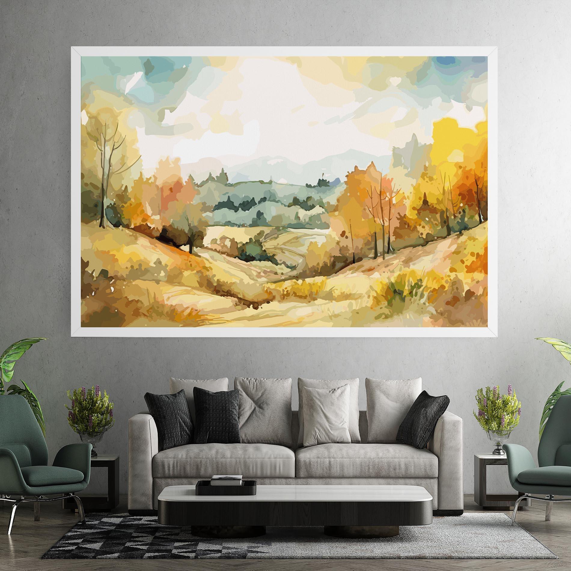 Leinwandbild Yellow Rural Trees mockup 7