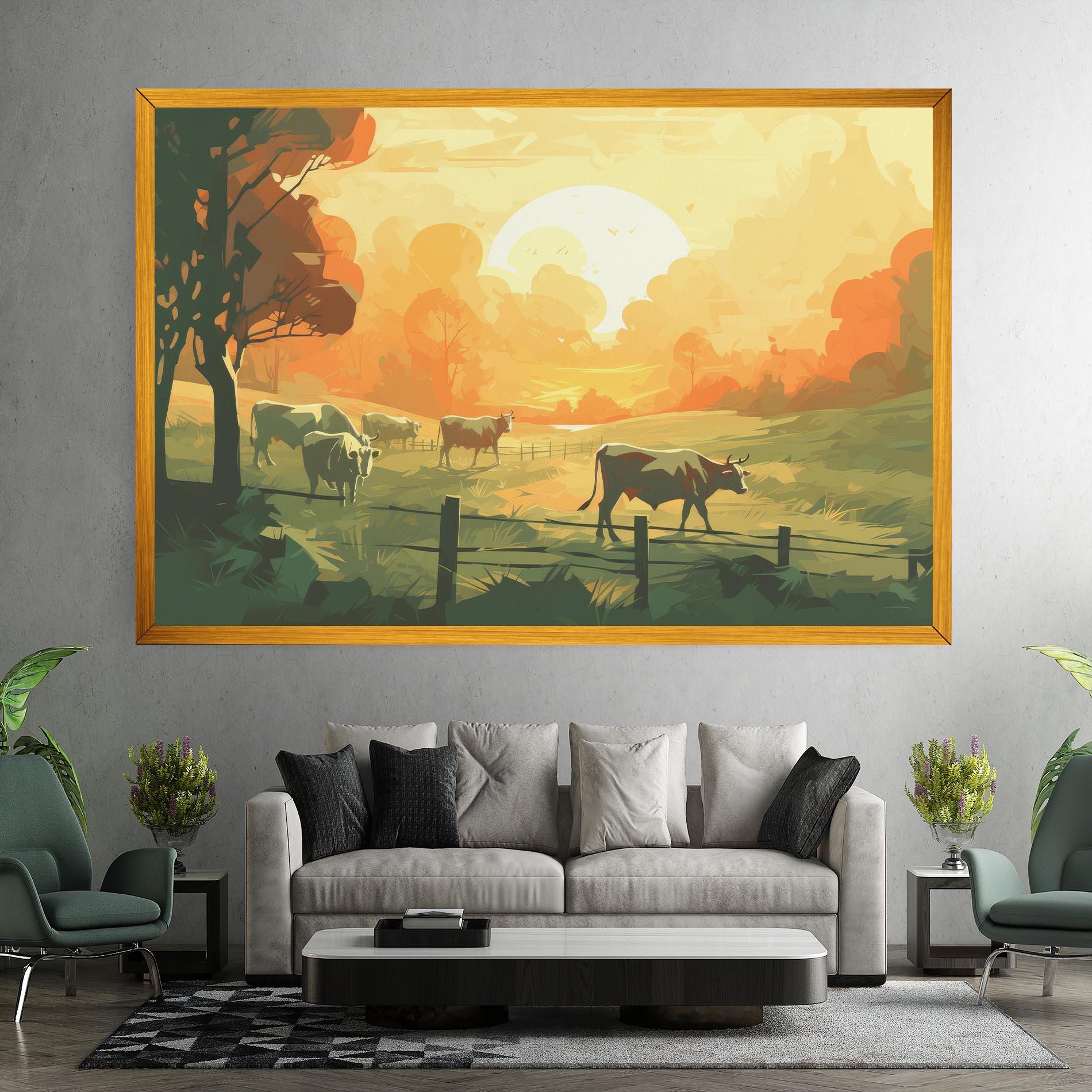 Leinwandbild Cows Grazing mockup 7