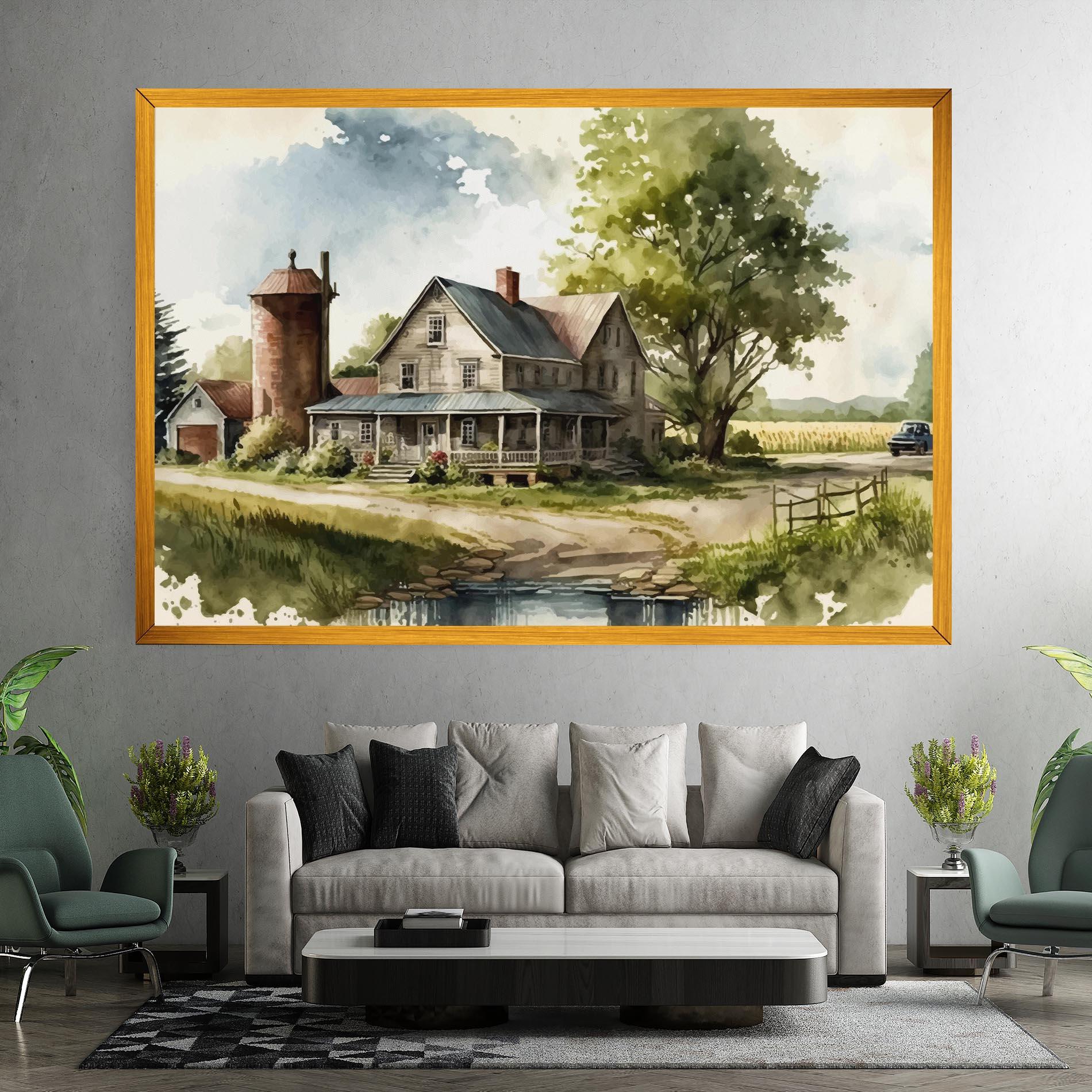 Leinwandbild Farm Blue Car mockup 7