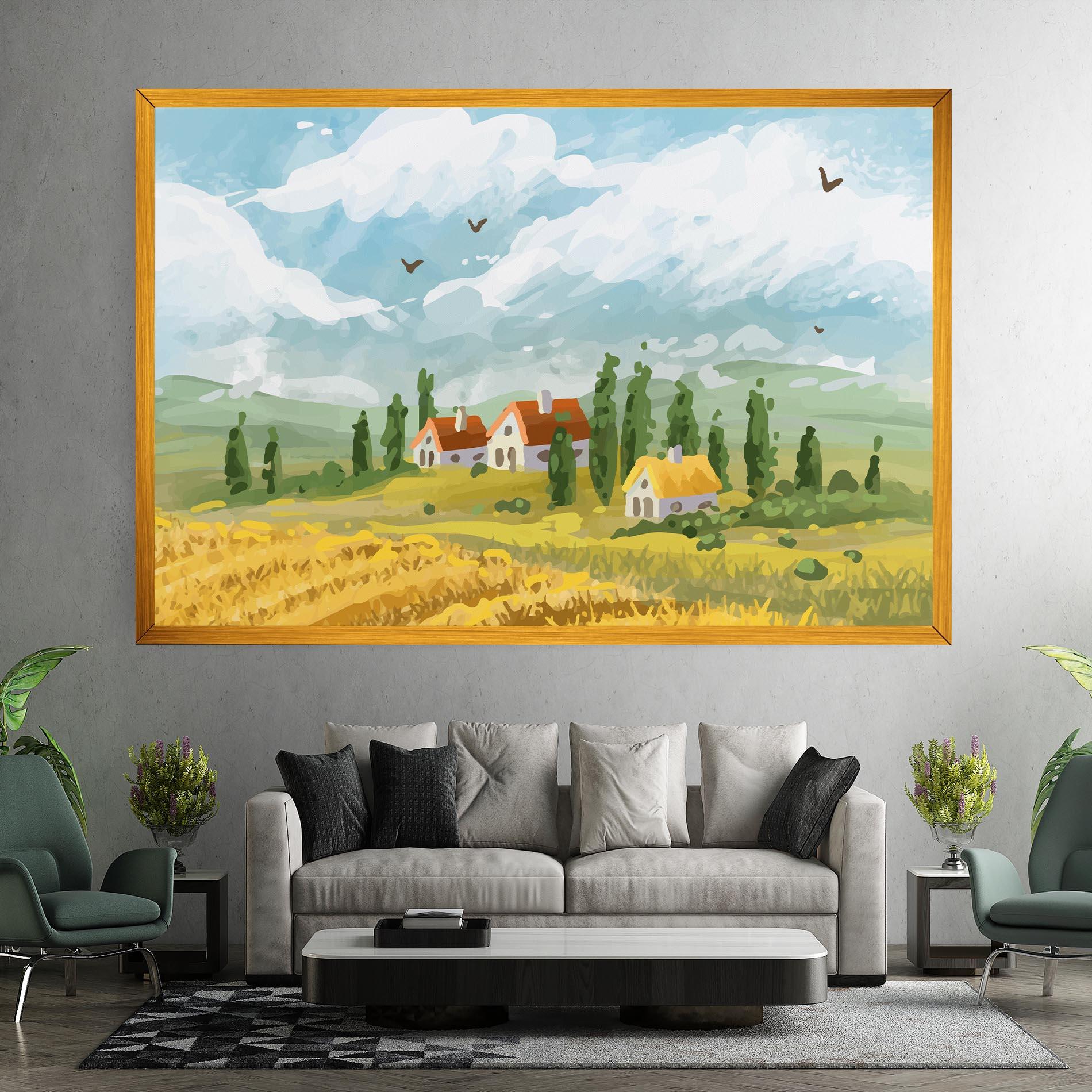 Leinwandbild Orange Yellow House mockup 7