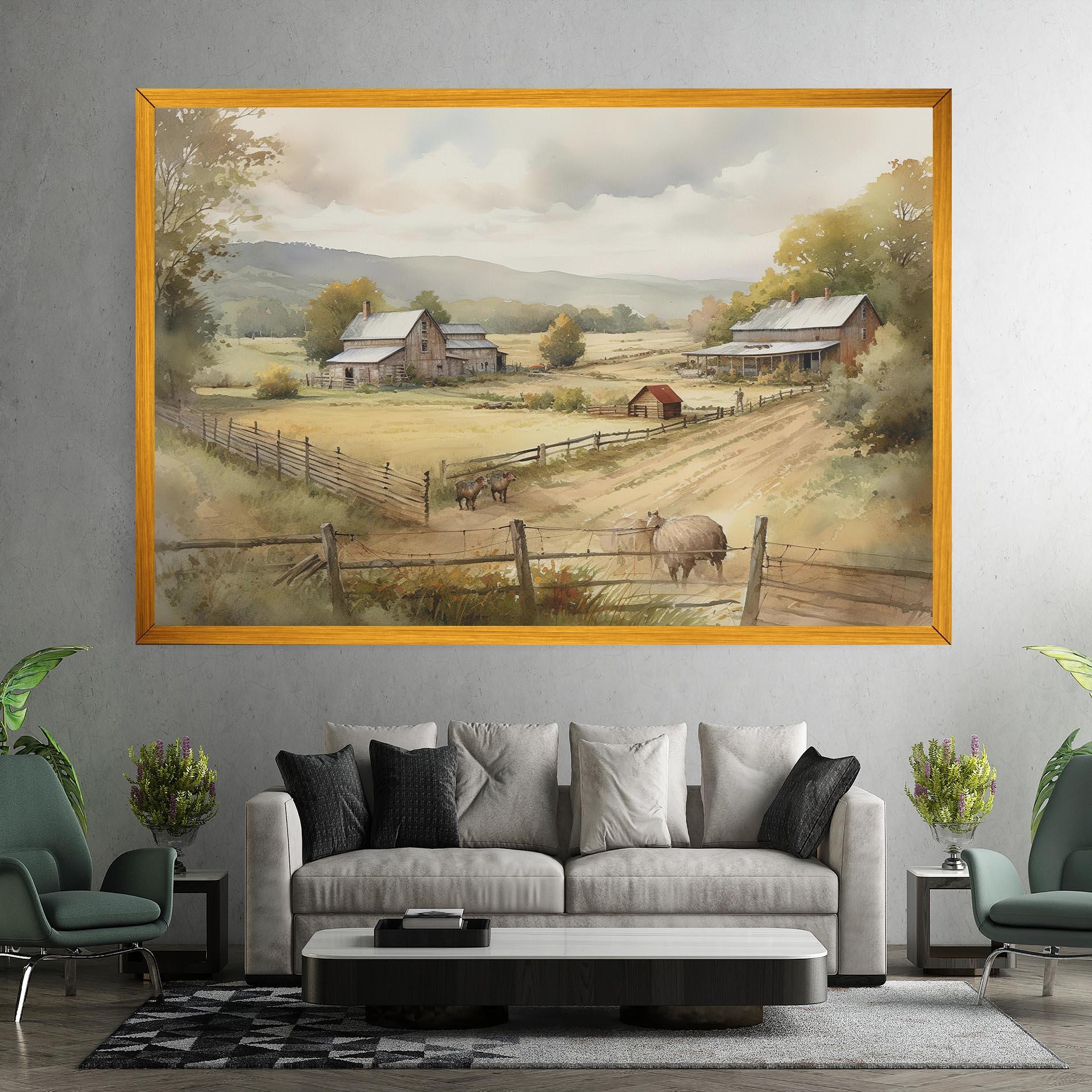 Leinwandbild Rural Field mockup 7