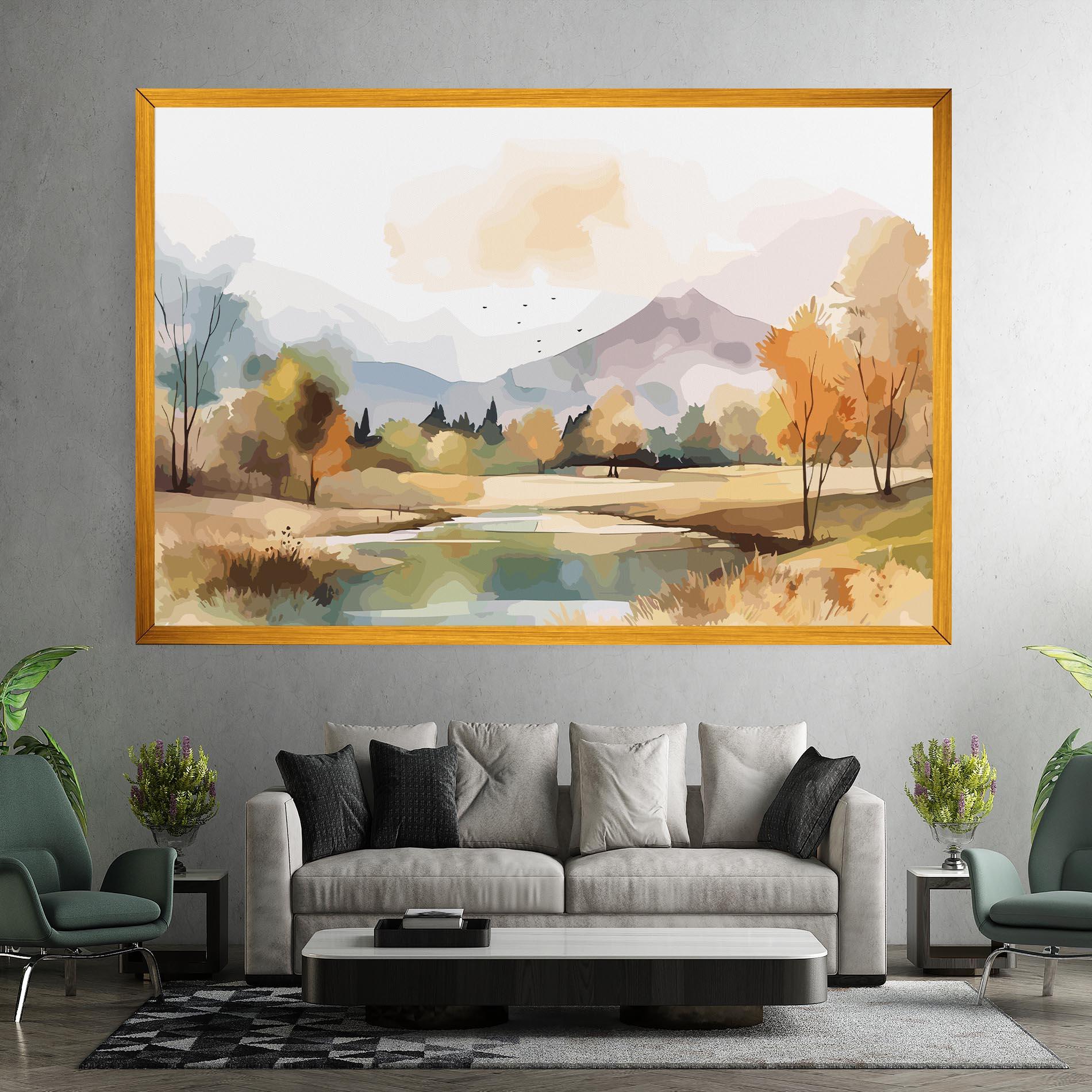 Leinwandbild Rural Lake View mockup 7