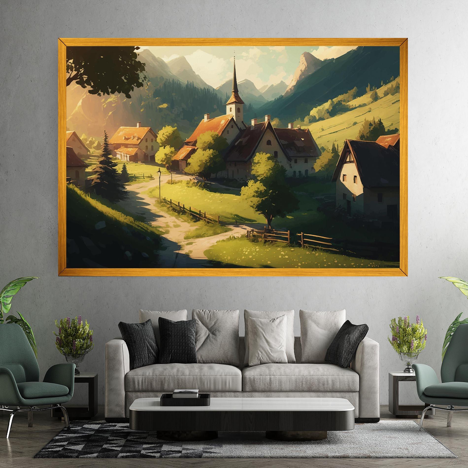 Leinwandbild Village Dreamy View mockup 7