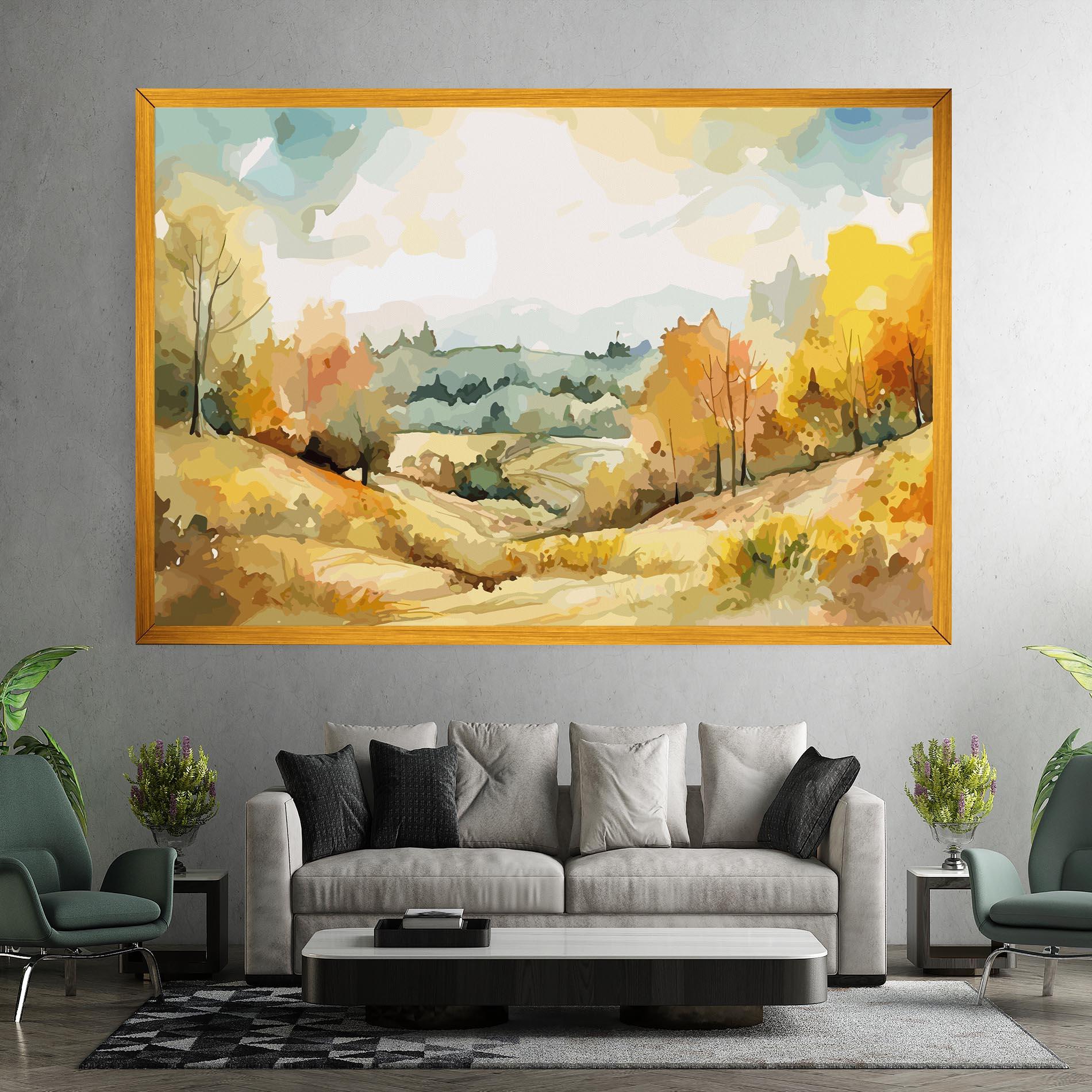 Leinwandbild Yellow Rural Trees mockup 7