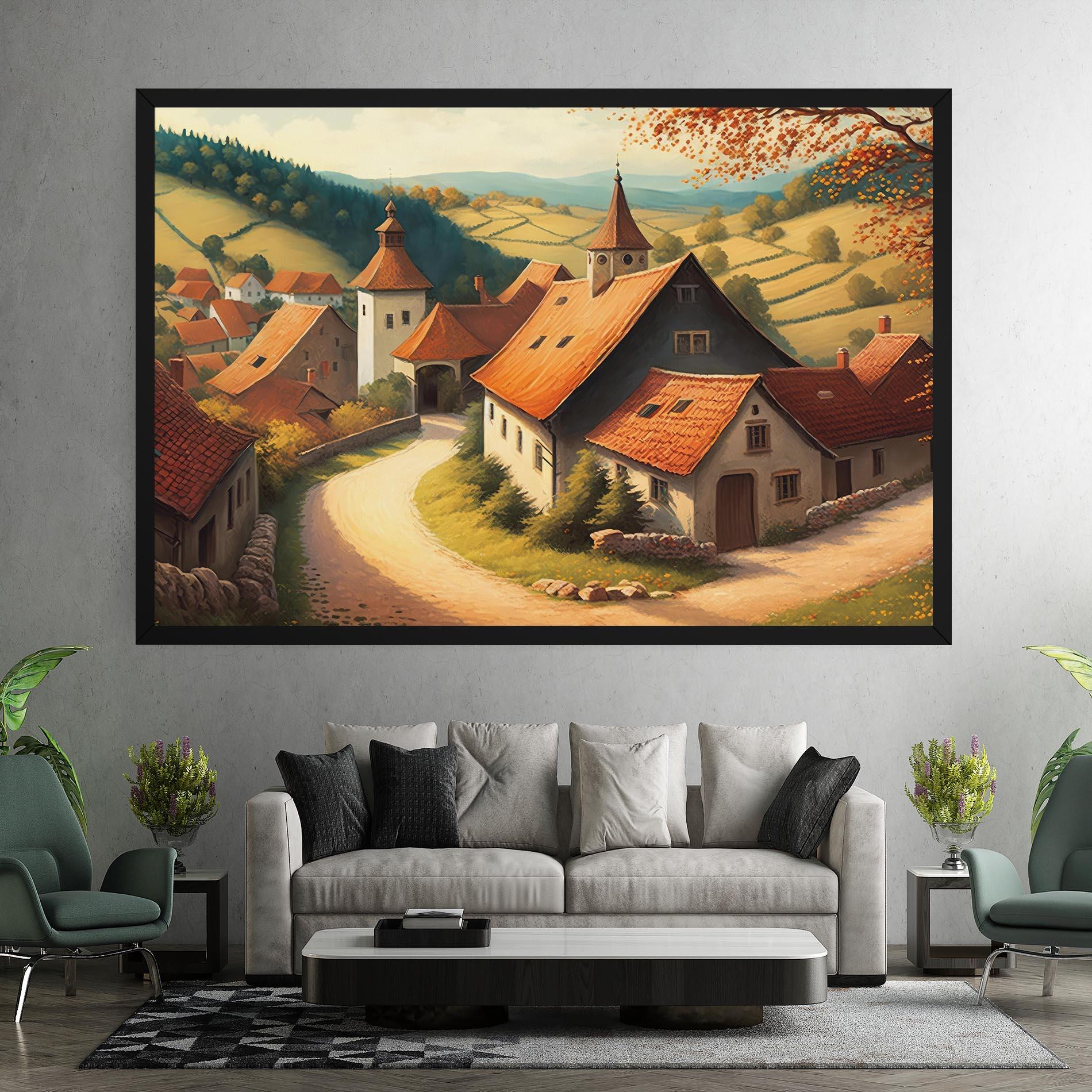 Leinwandbild Countryside Village mockup 7
