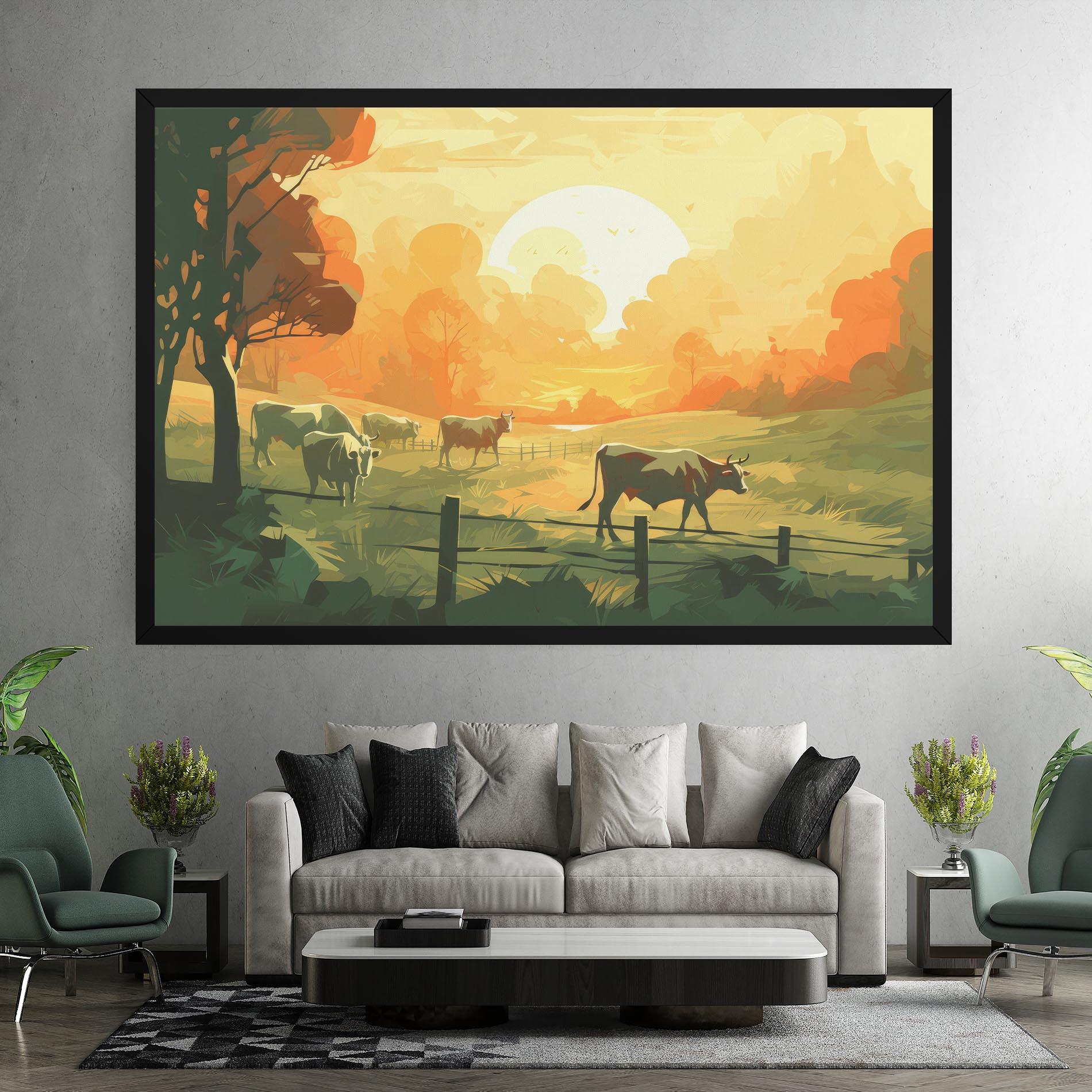 Leinwandbild Cows Grazing mockup 7