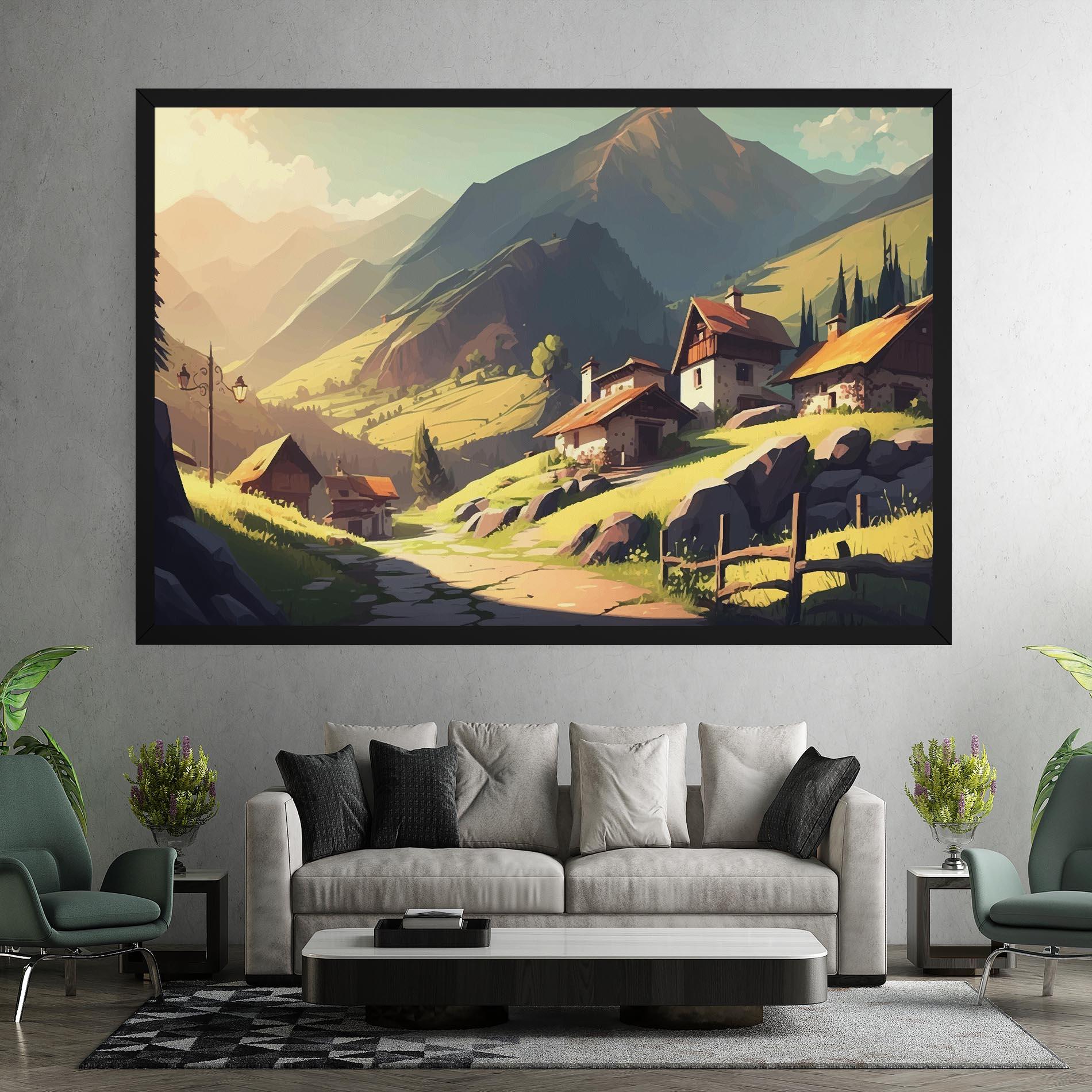 Leinwandbild Grassy Mountain View mockup 7