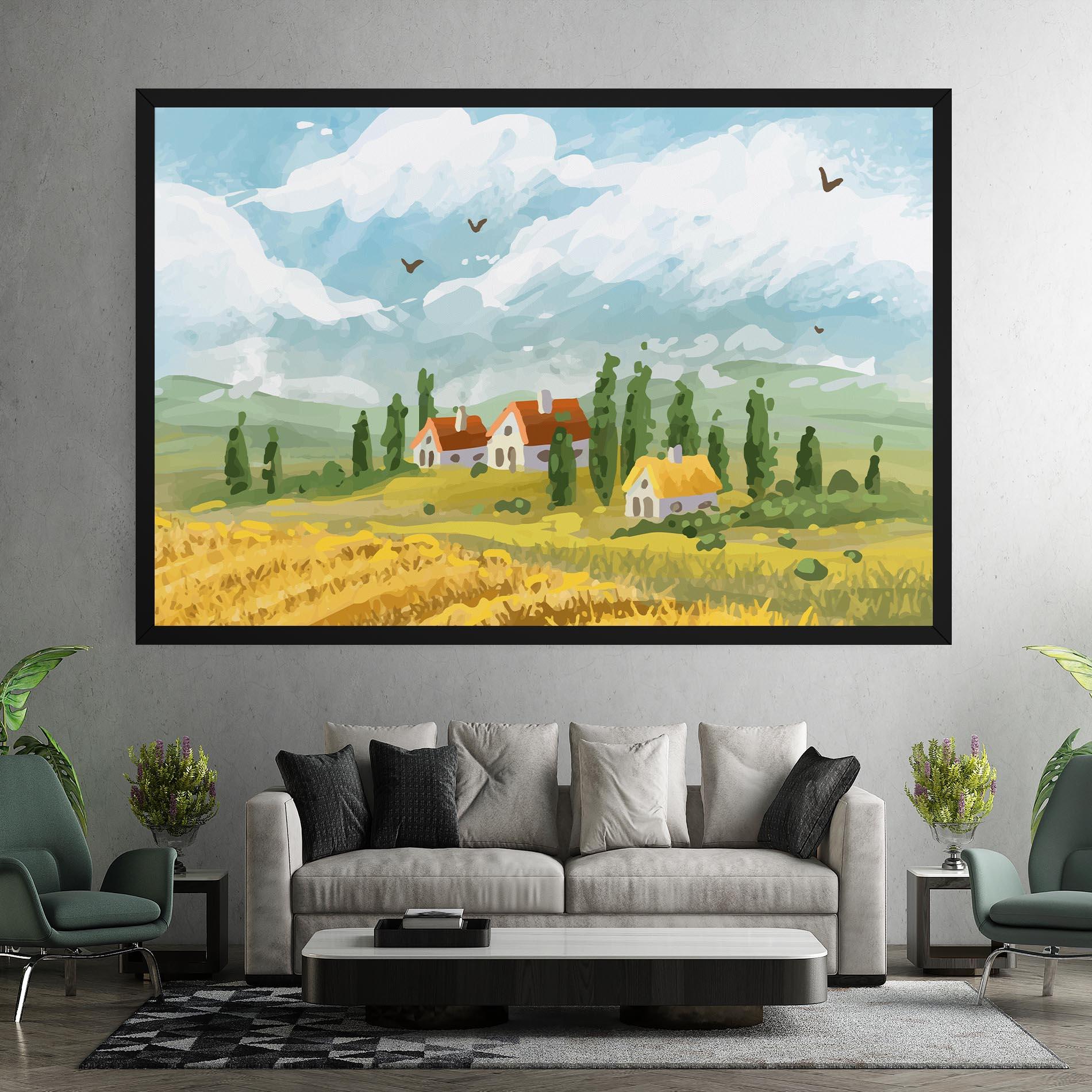 Leinwandbild Orange Yellow House mockup 7