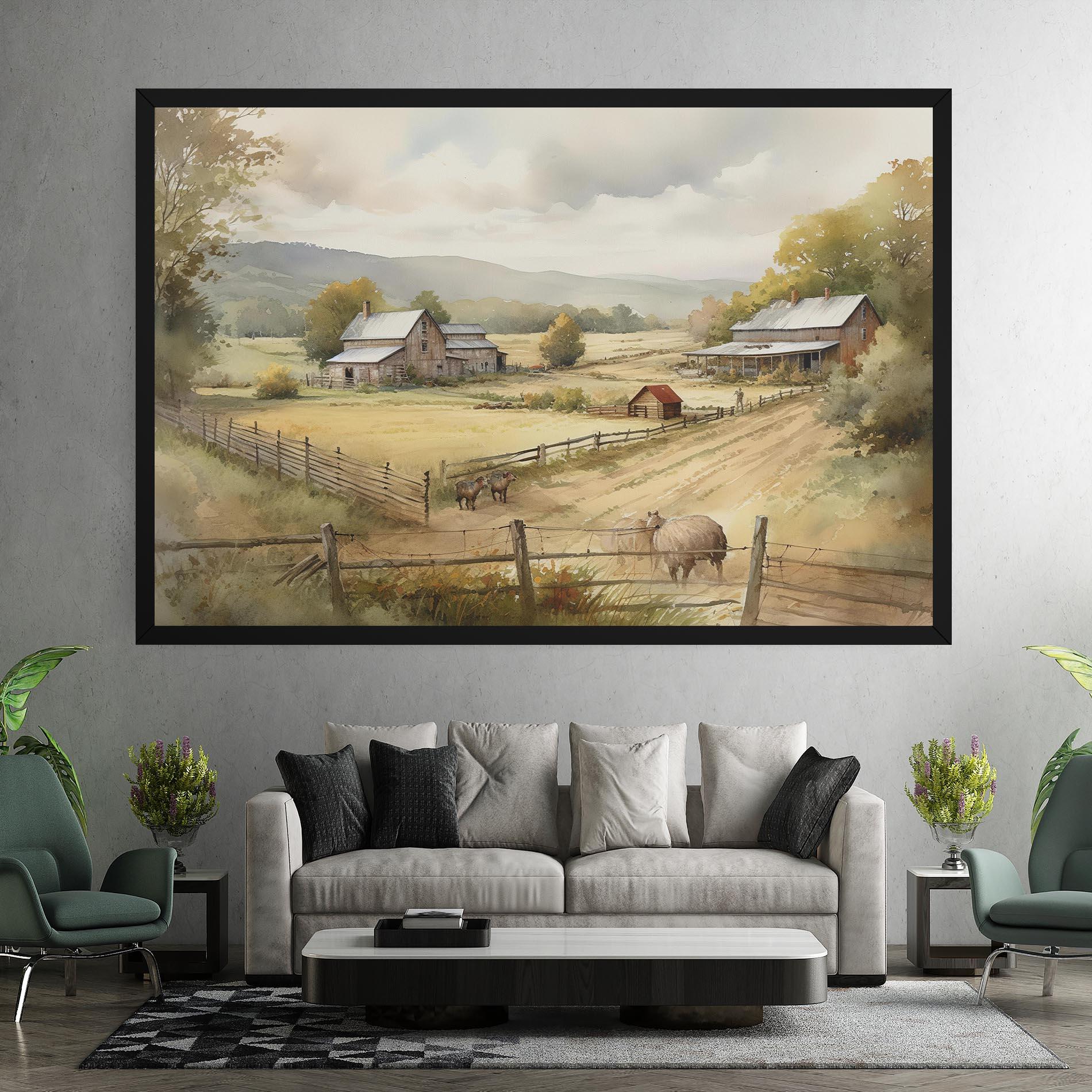 Leinwandbild Rural Field mockup 7