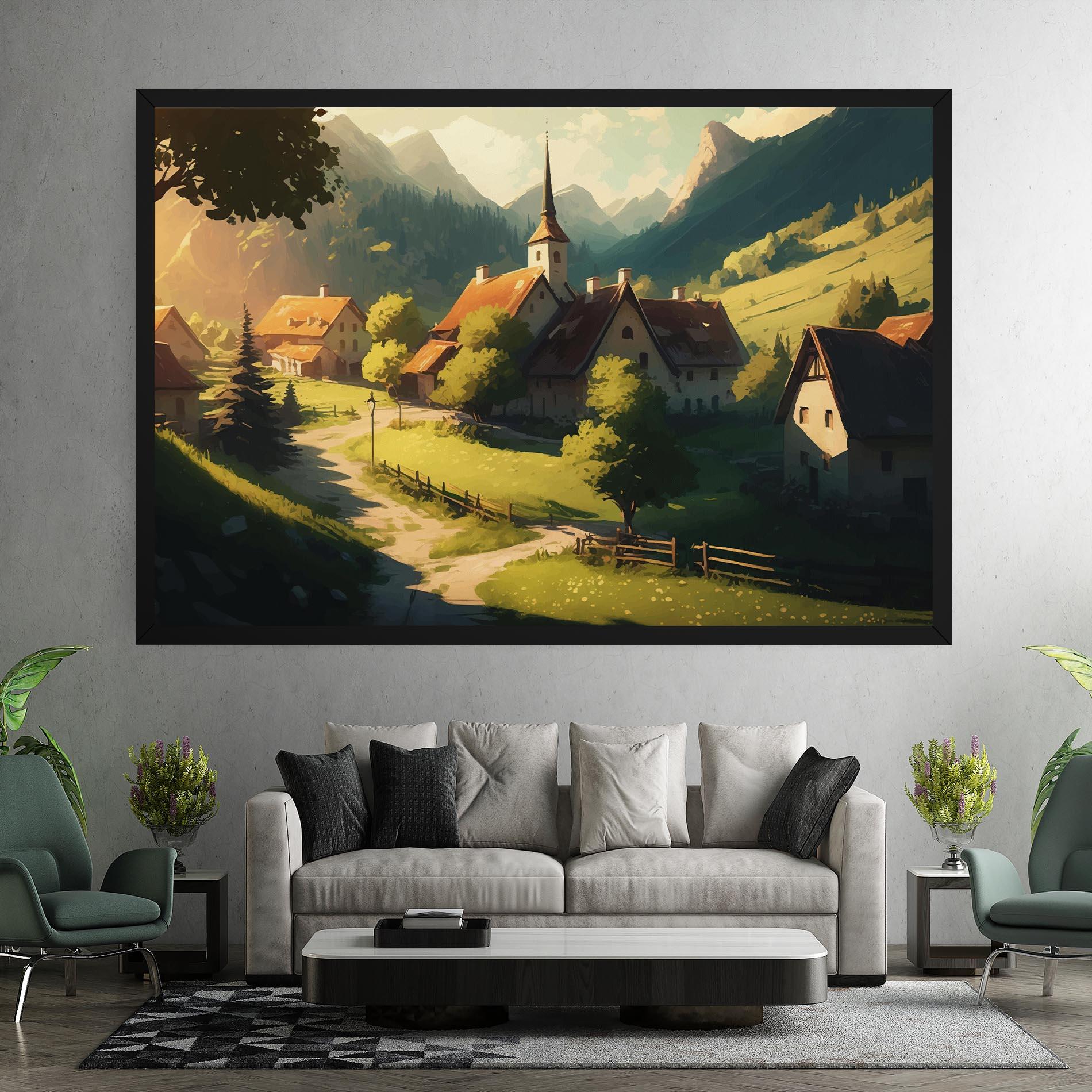 Leinwandbild Village Dreamy View mockup 7