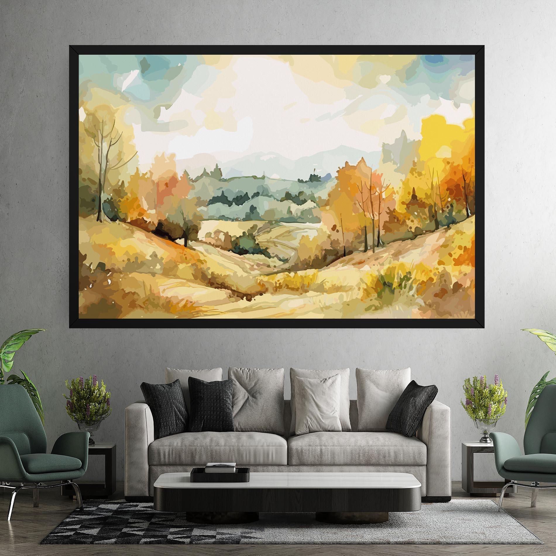 Leinwandbild Yellow Rural Trees mockup 7