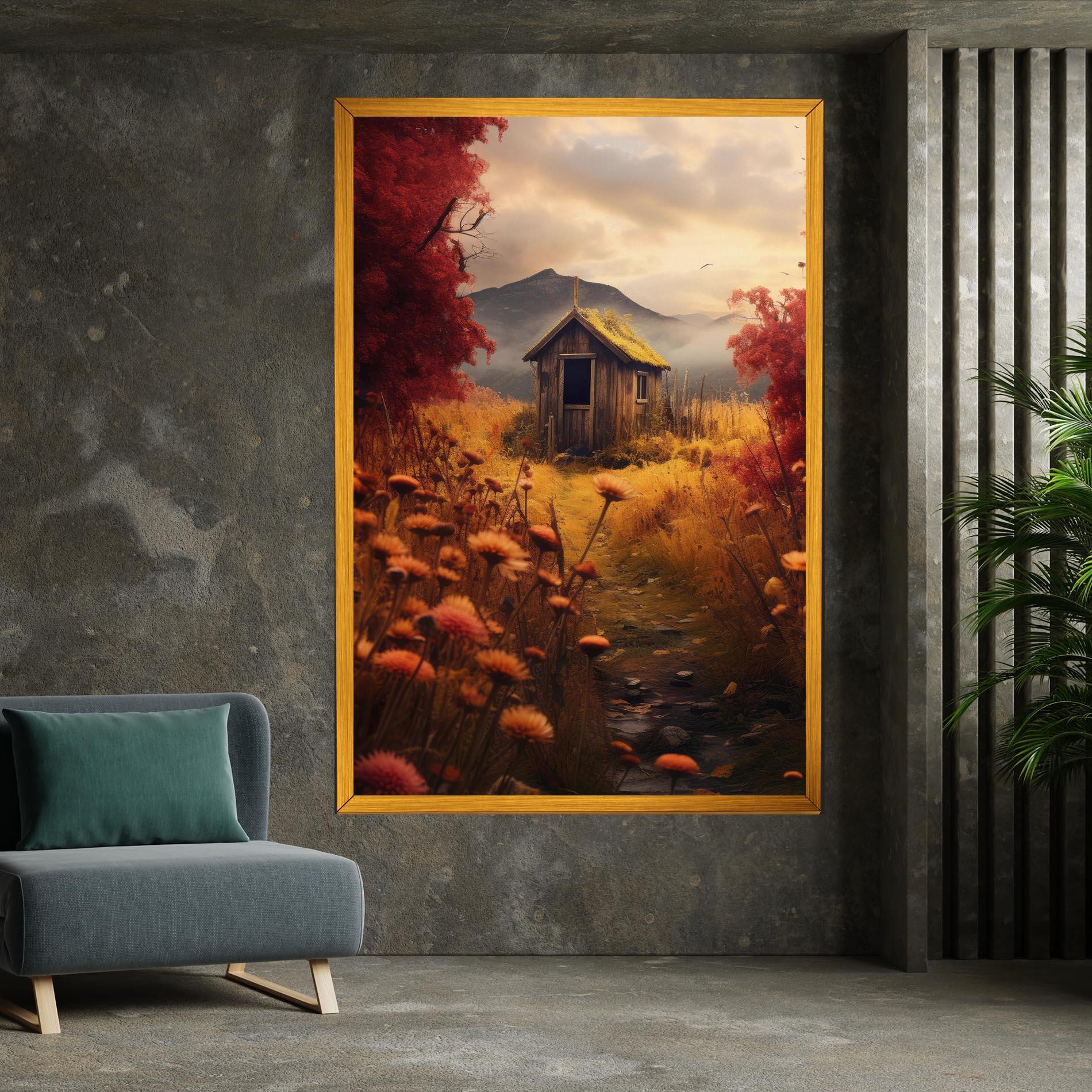 Leinwandbild Small Cabin Field mockup 7