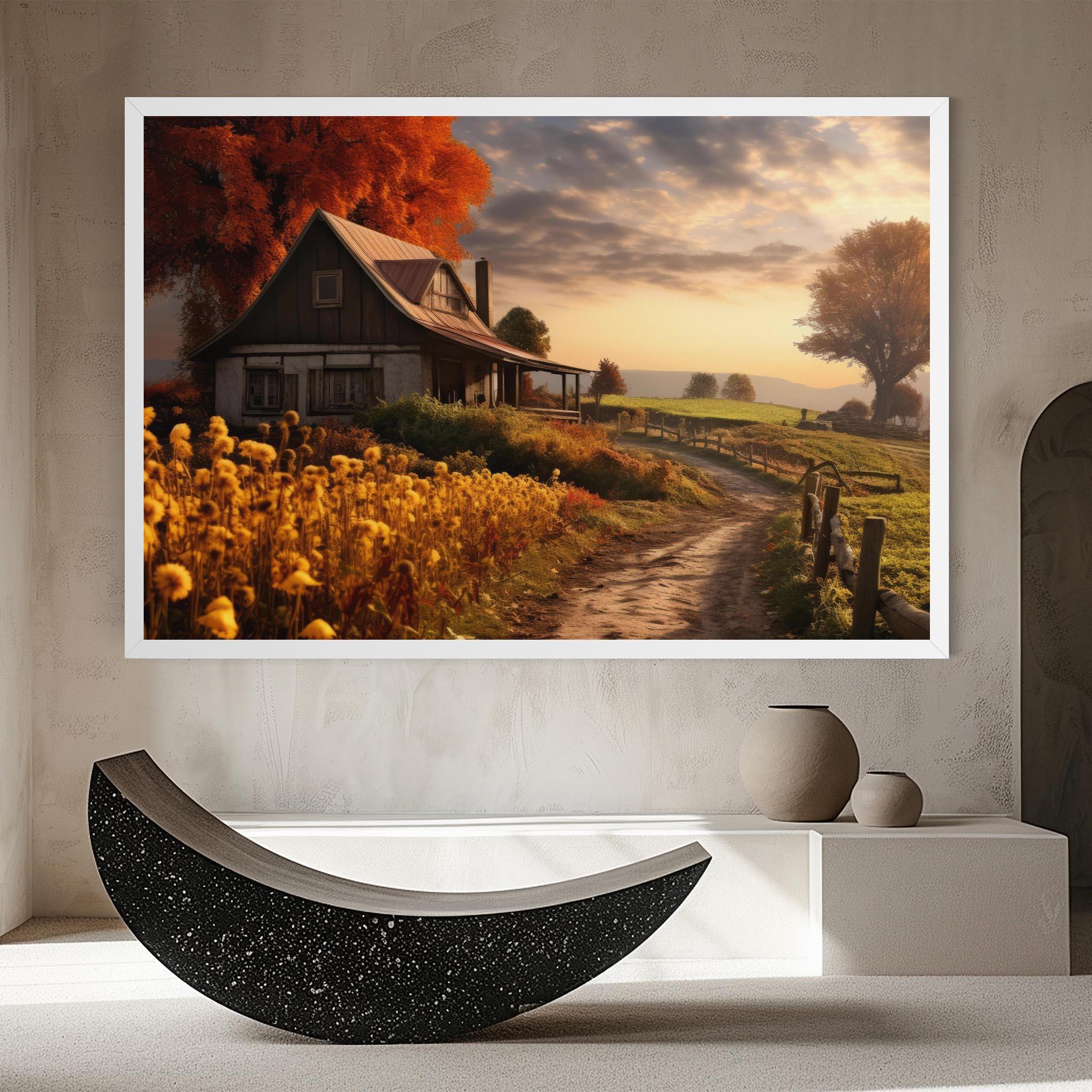 Leinwandbild Autumn Farm House mockup 8