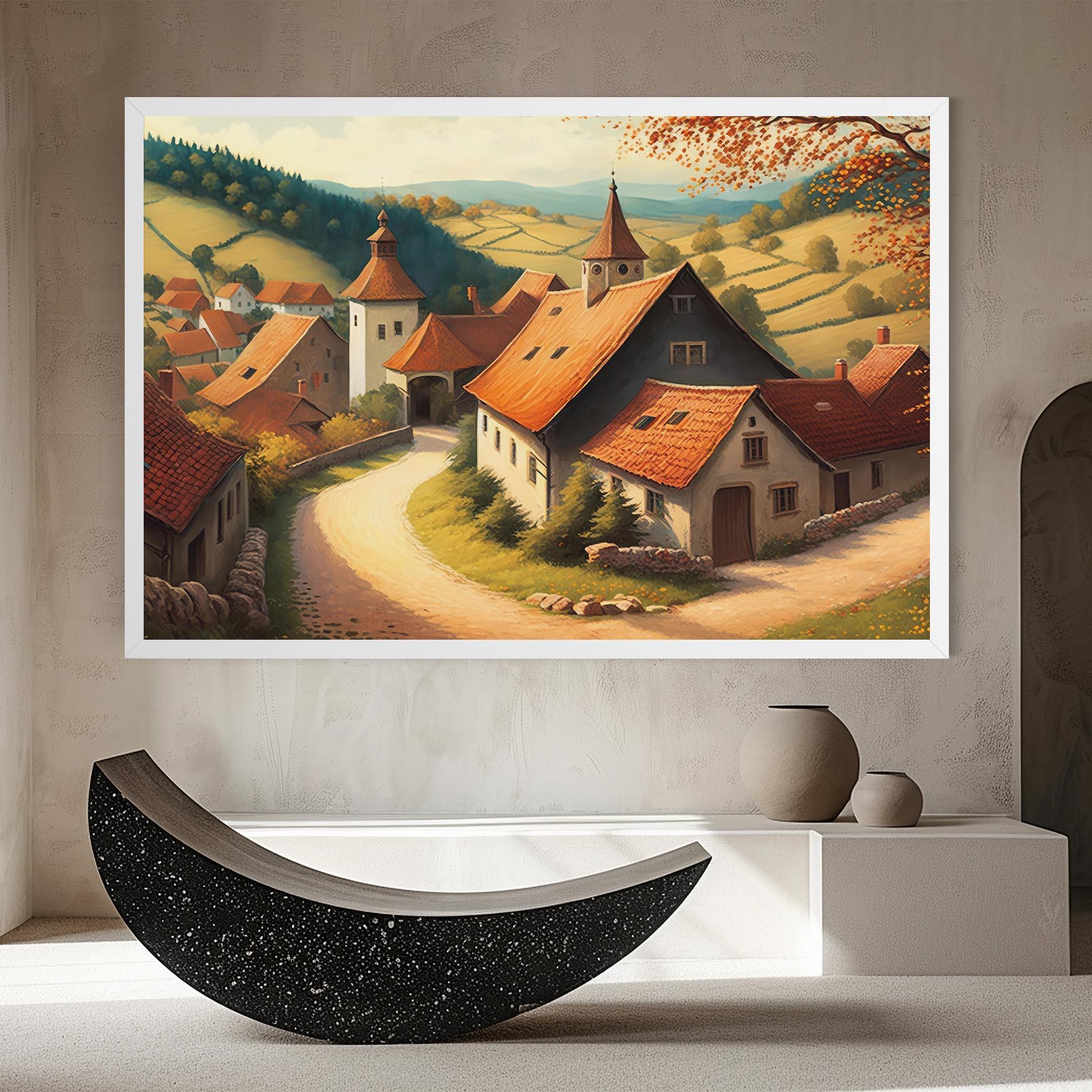 Leinwandbild Countryside Village mockup 8