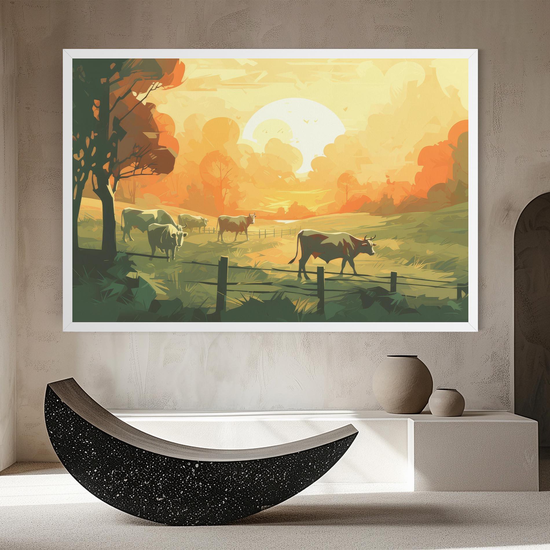 Leinwandbild Cows Grazing mockup 8