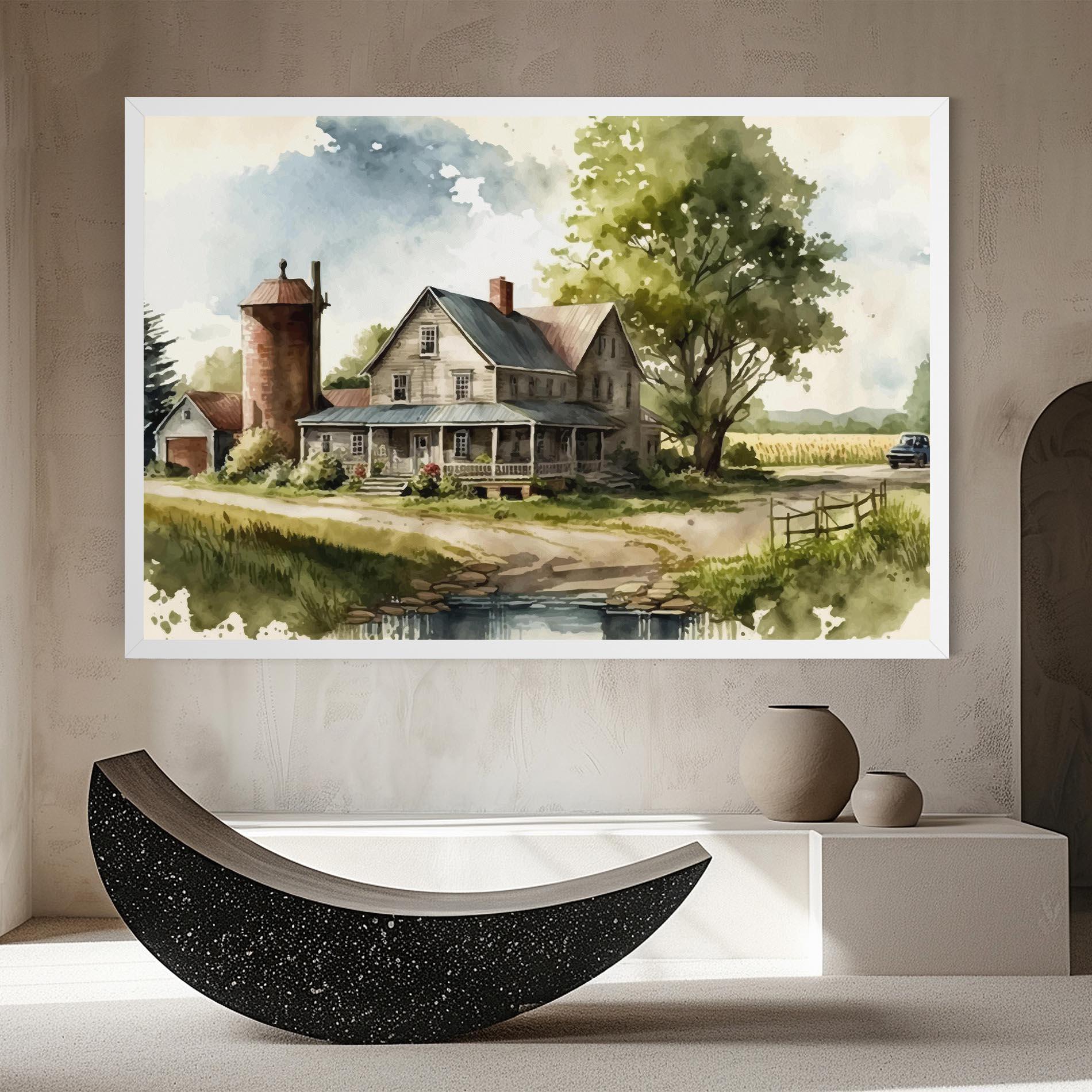 Leinwandbild Farm Blue Car mockup 8