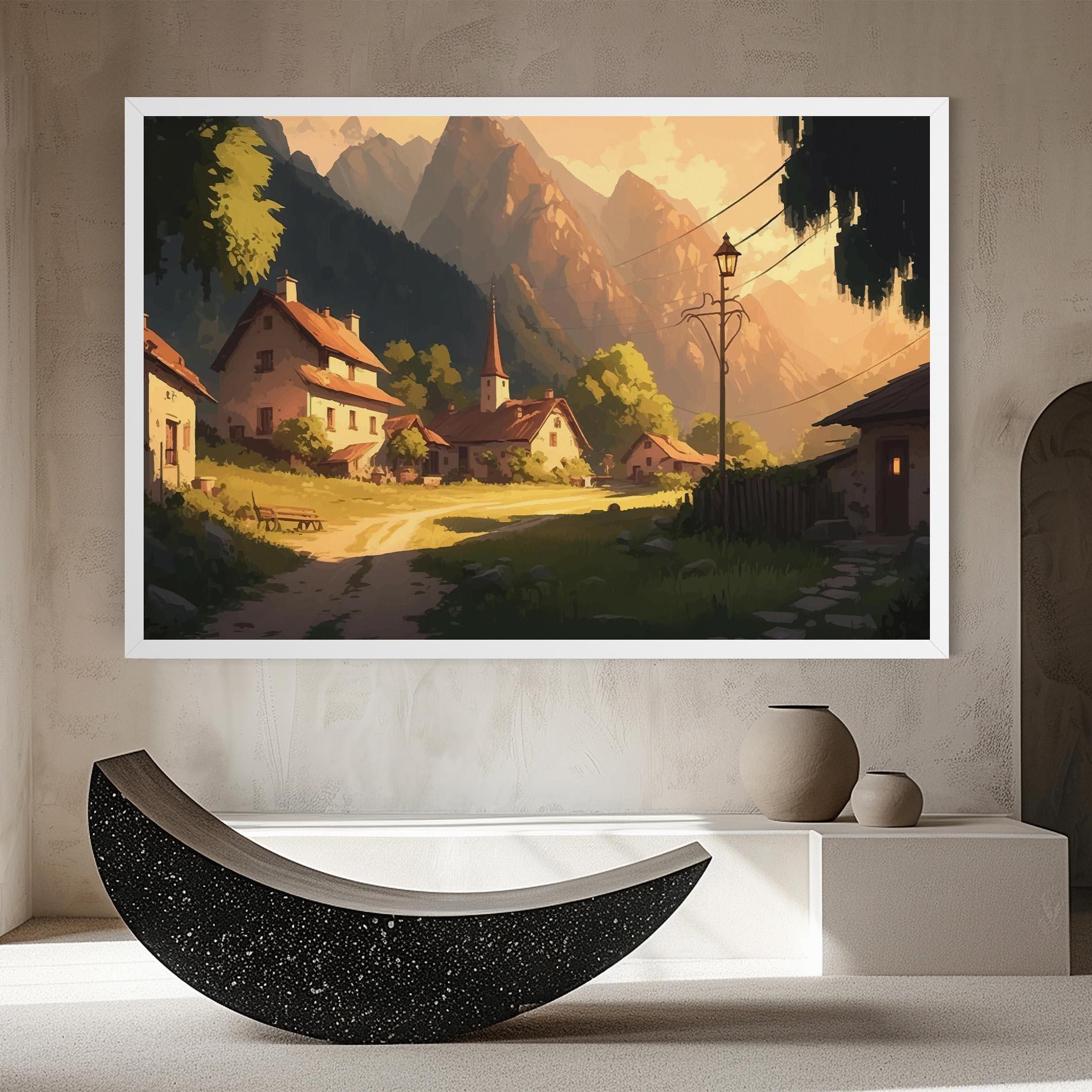 Leinwandbild Grassy Village View mockup 8