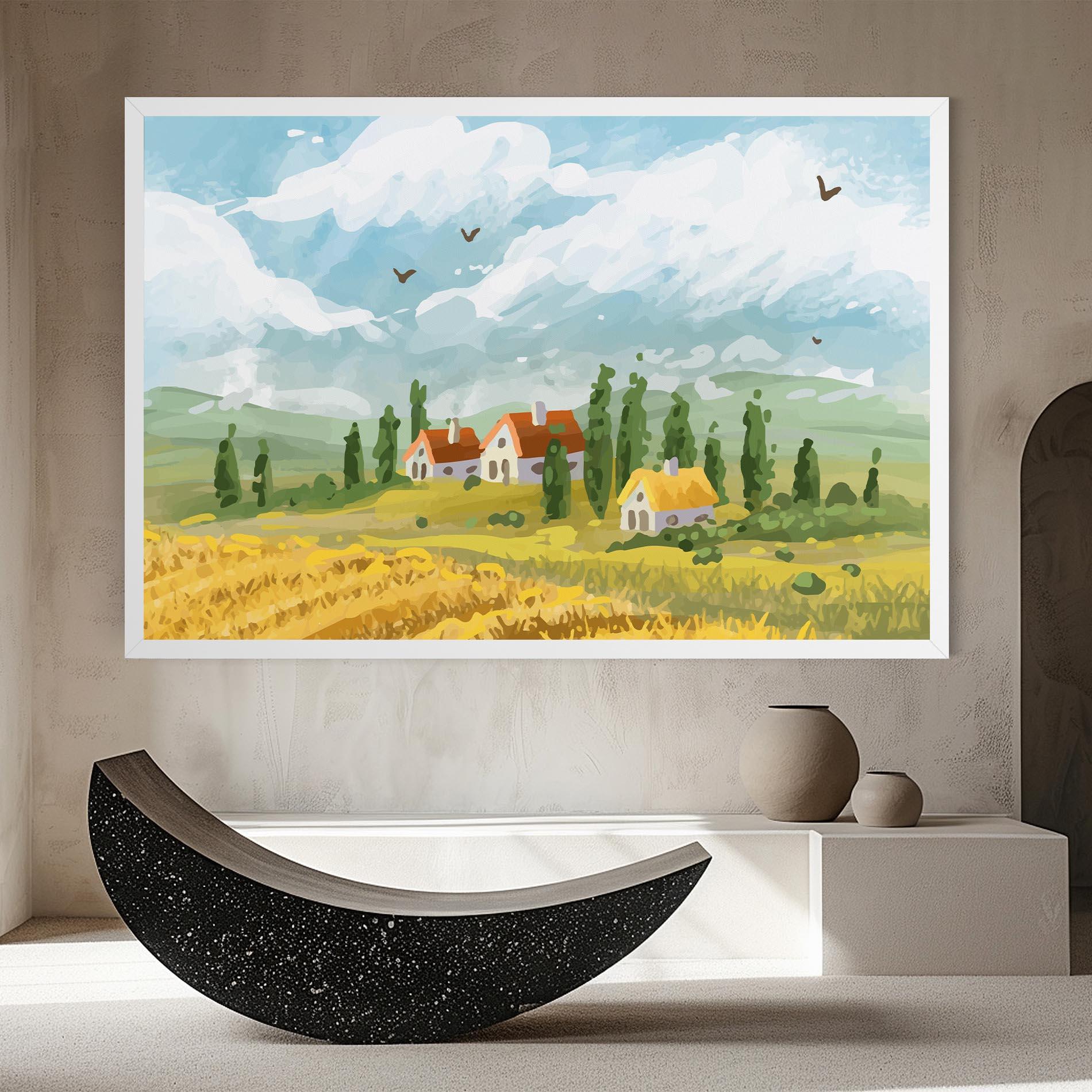 Leinwandbild Orange Yellow House mockup 8