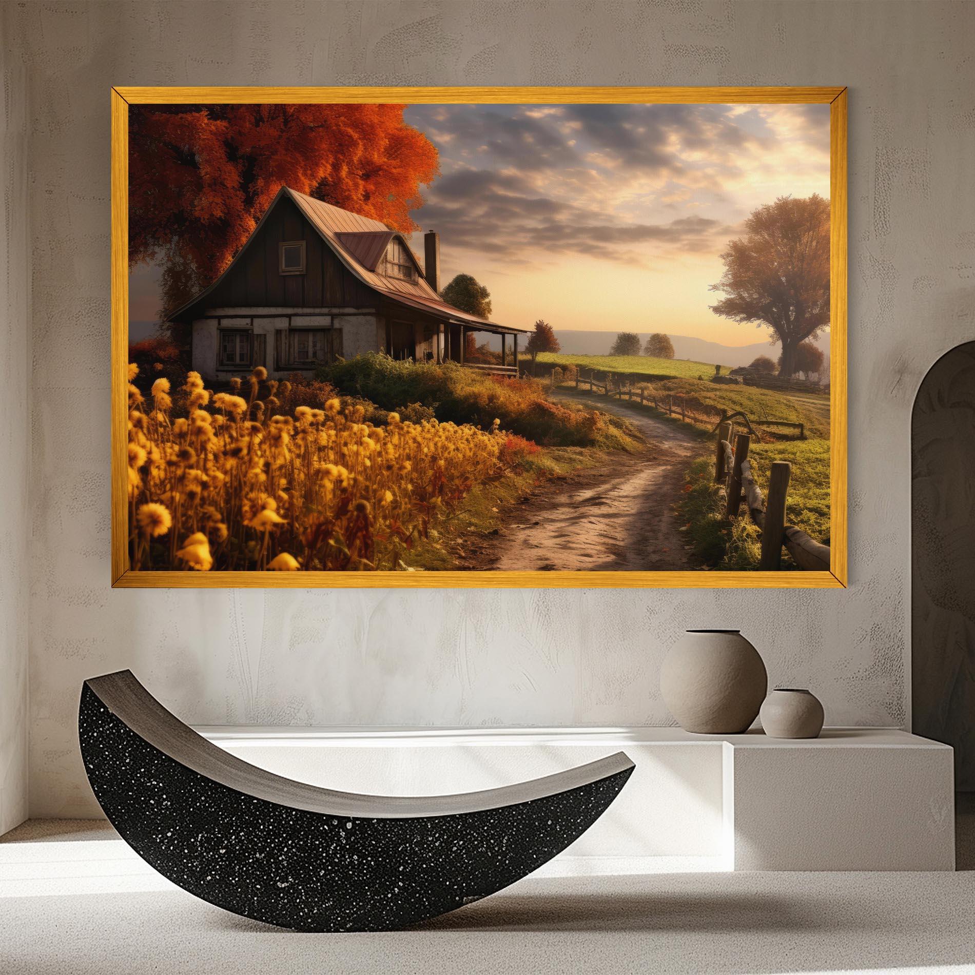 Leinwandbild Autumn Farm House mockup 8