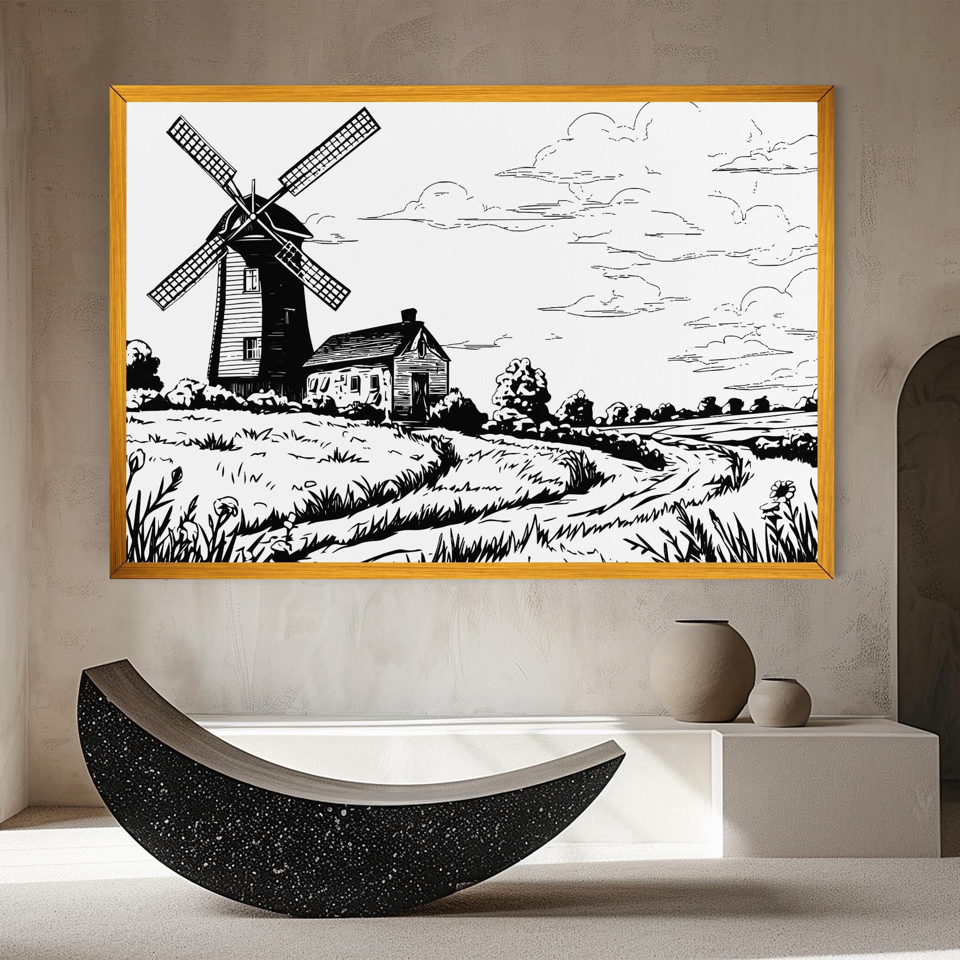 Leinwandbild Black Line Wheat mockup 8