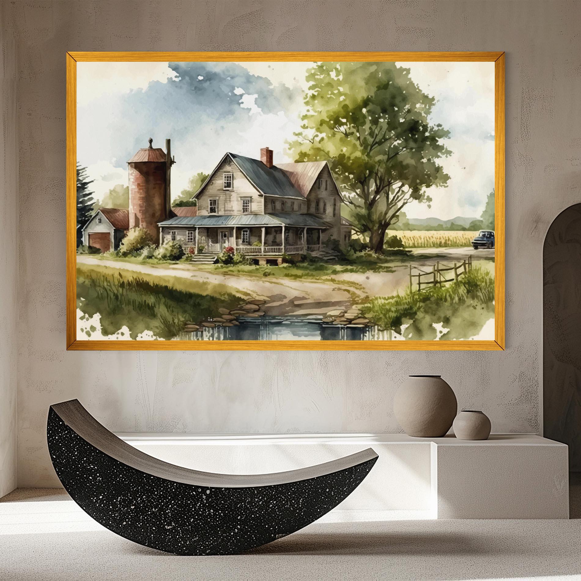 Leinwandbild Farm Blue Car mockup 8